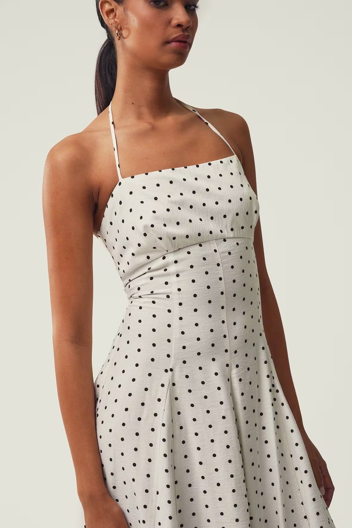 Polka Dot Halter Midi Dress