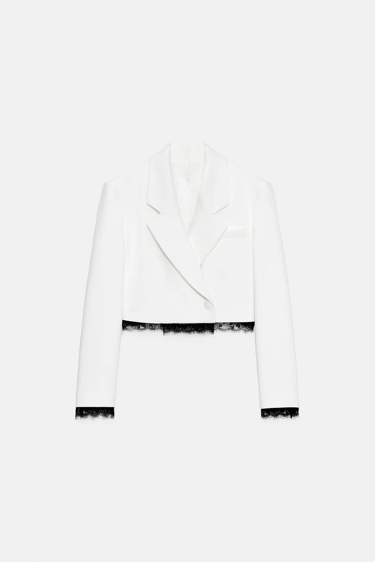 Lace Trim Blazer & Shorts Set