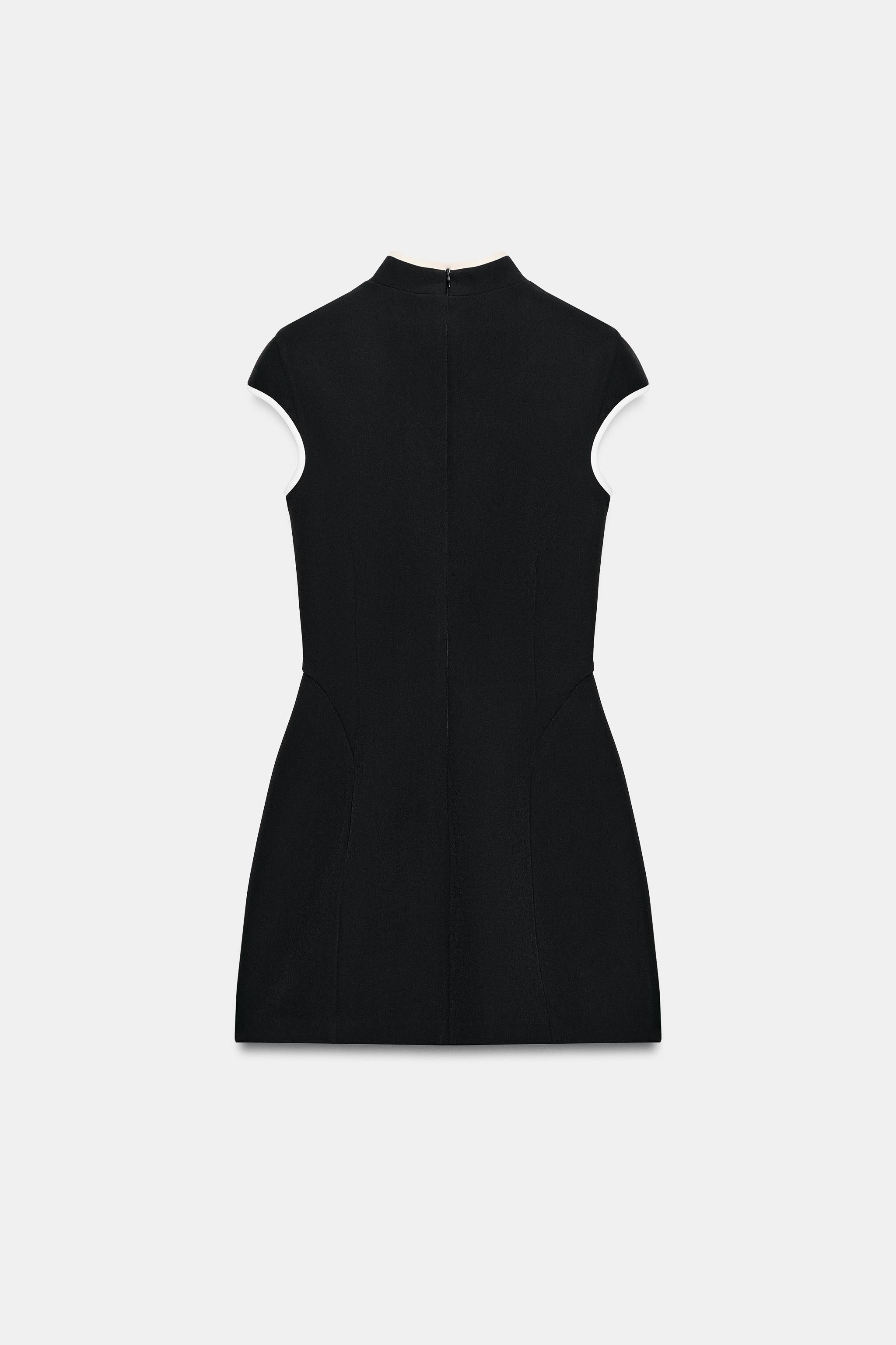 Contrast Trim Cheongsam Mini Dress