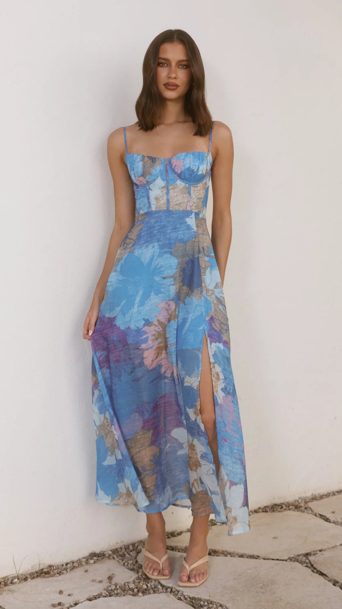 Marina Floral Corset Maxi Dress