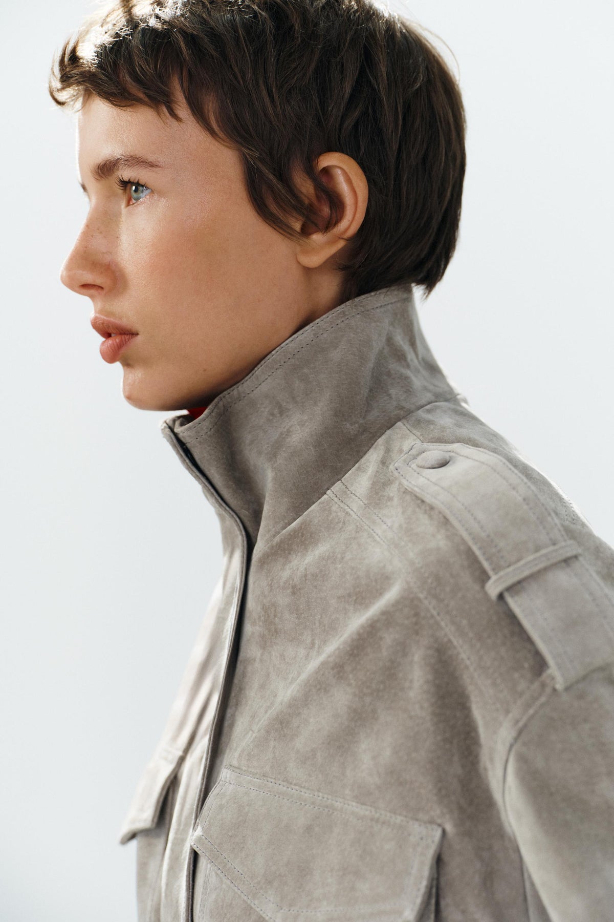 Suede Utility Bomber Jacket