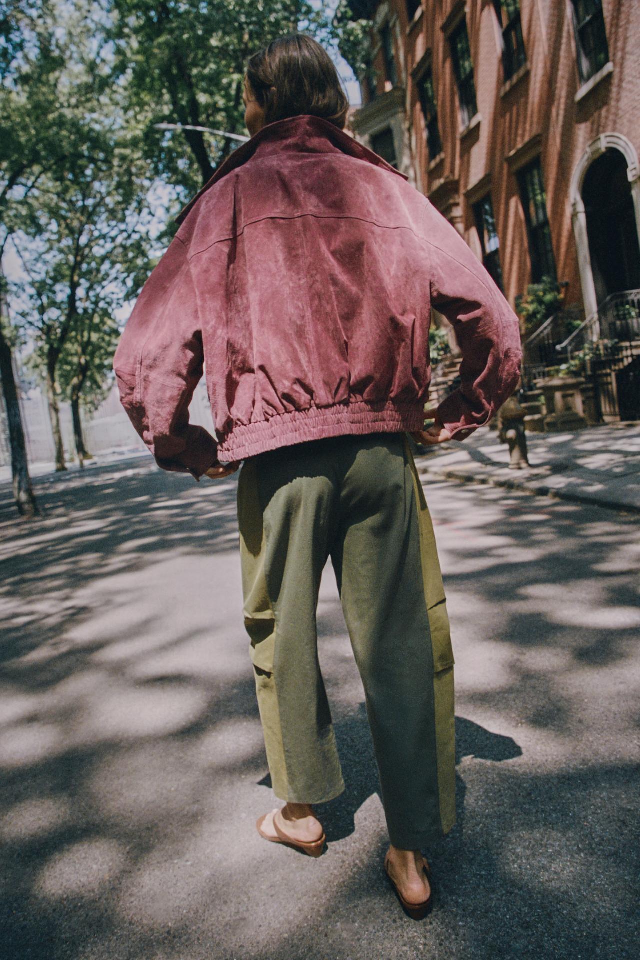 Oversized Suede Bomber Jacket