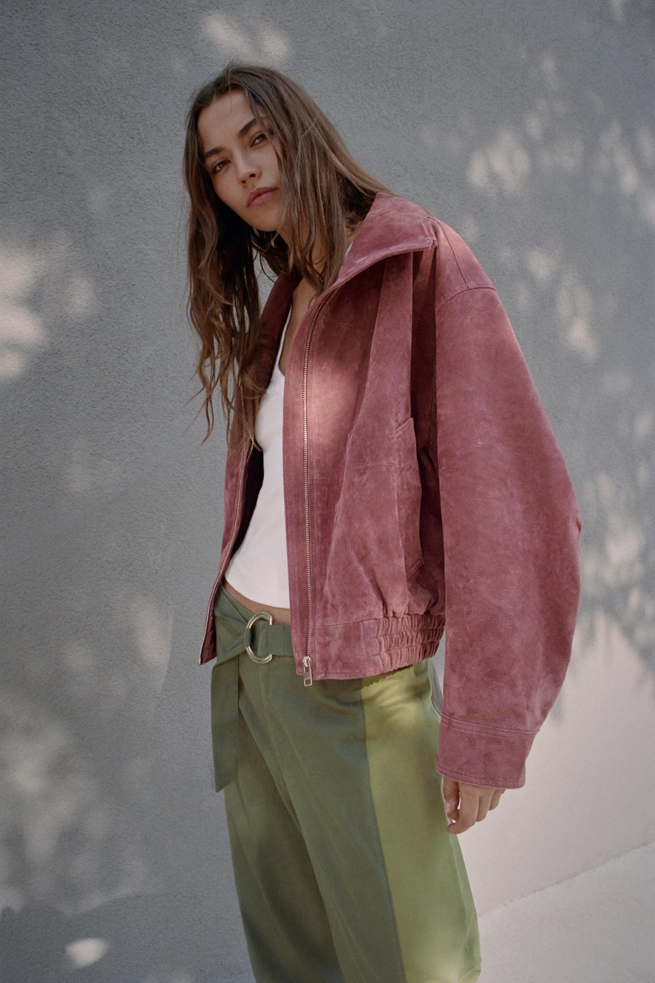 Oversized Suede Bomber Jacket