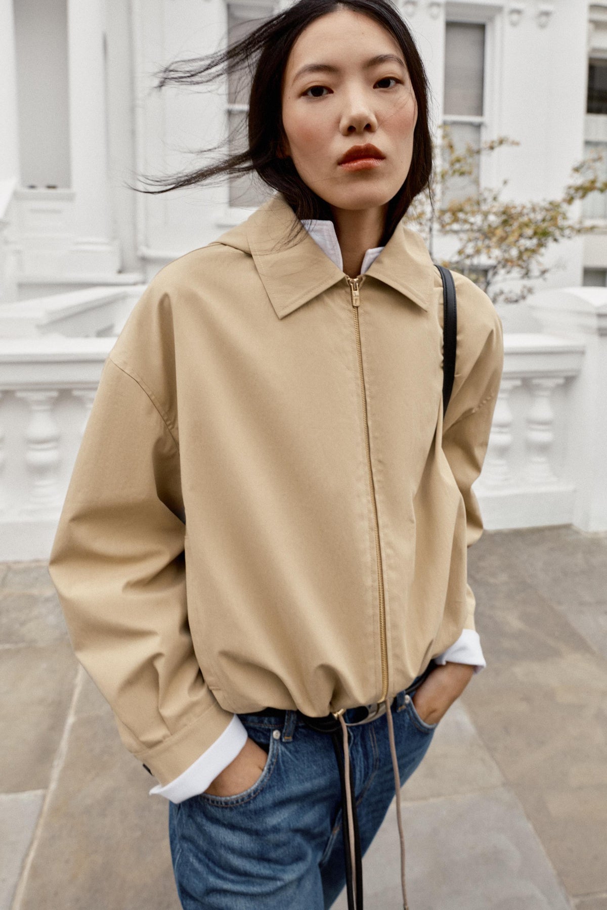 Hooded Cropped Harrington Jacket