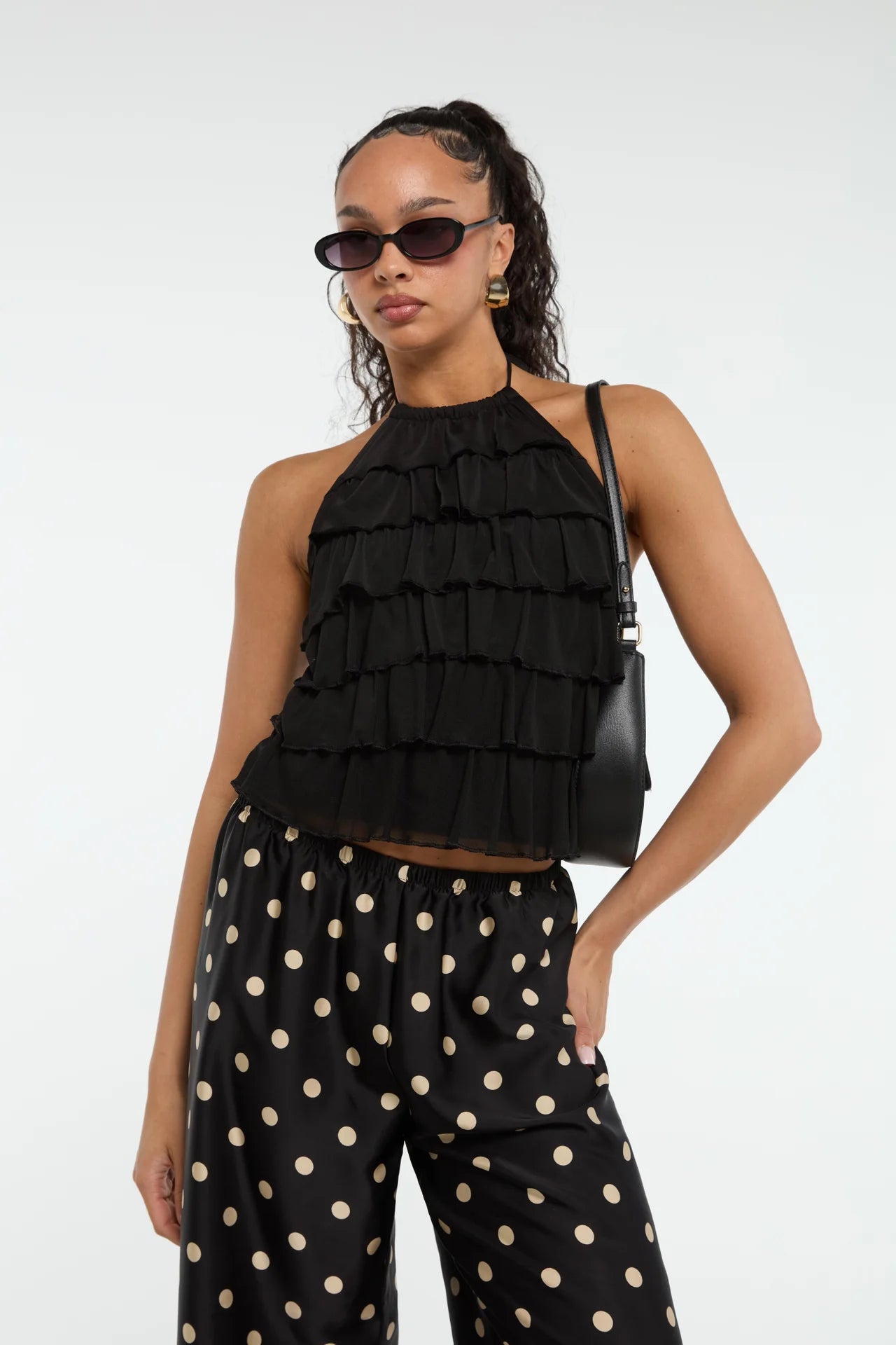 Bardot Ruffle Halter Top