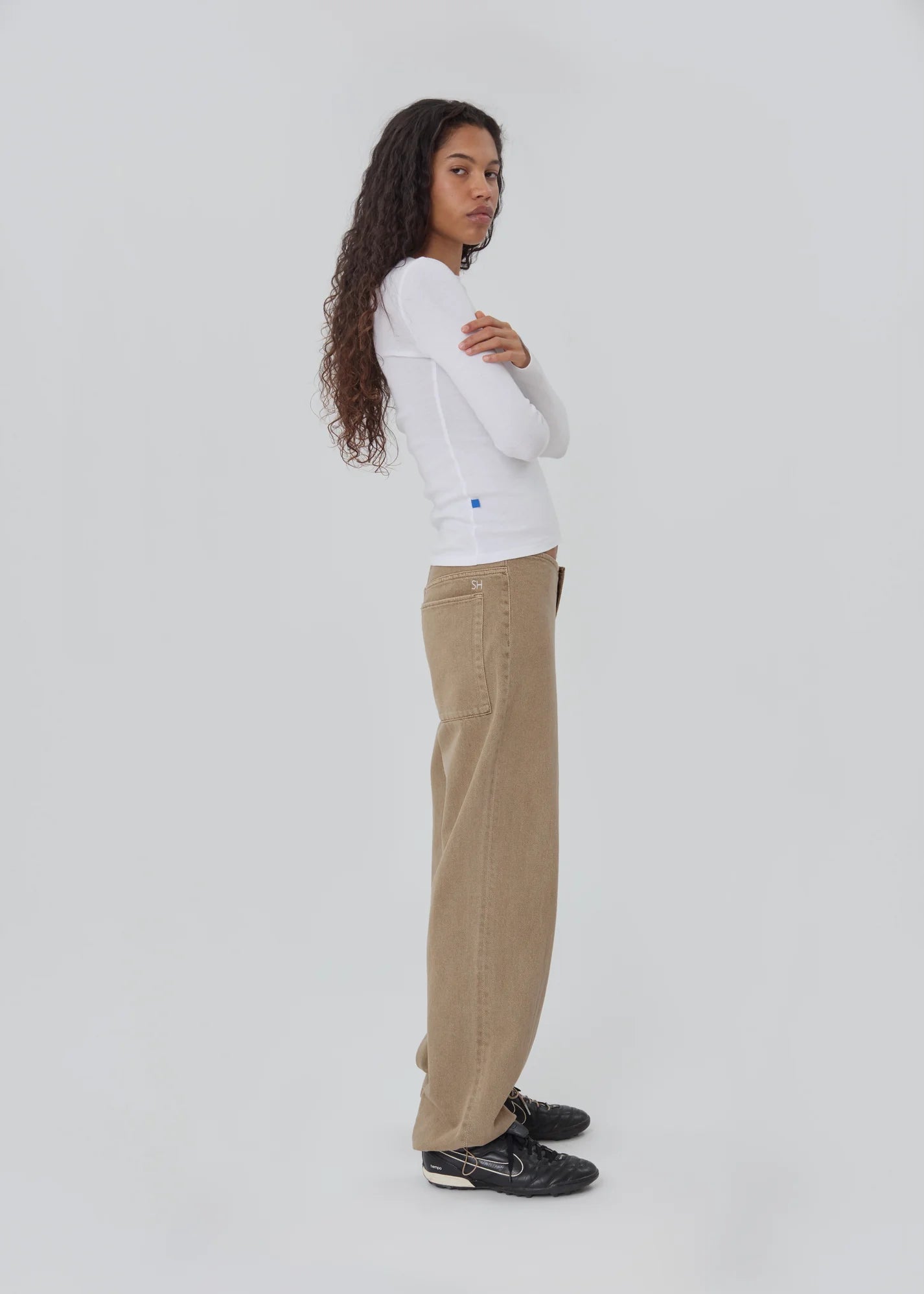 Washed Tan Wide-Leg Carpenter Jeans