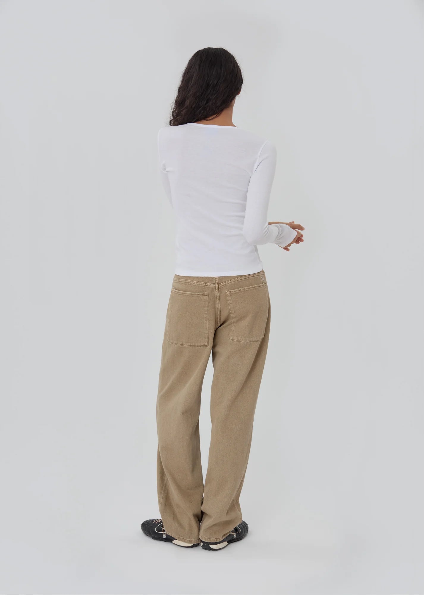 Washed Tan Wide-Leg Carpenter Jeans