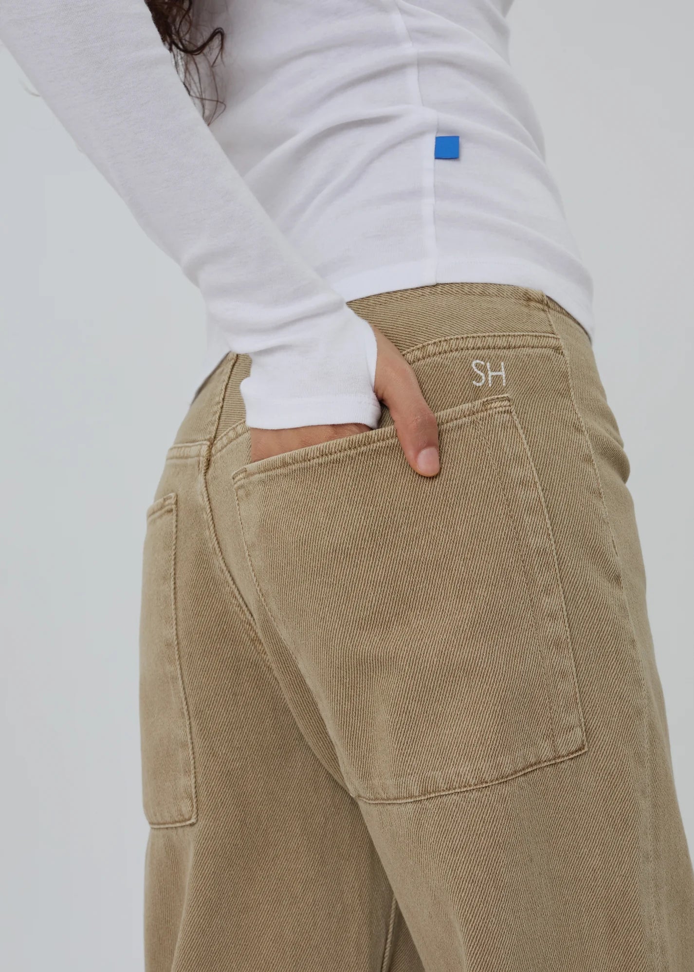 Washed Tan Wide-Leg Carpenter Jeans