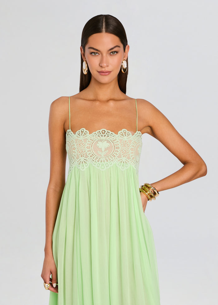 Pistachio Lace Chiffon Maxi