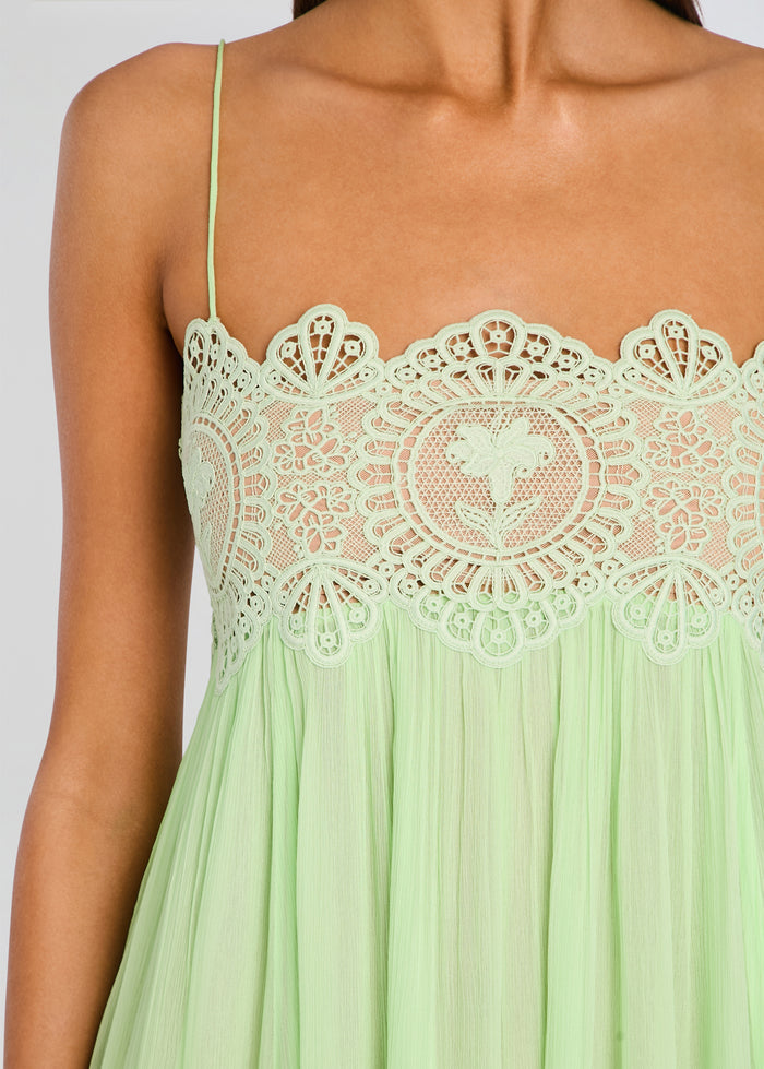 Pistachio Lace Chiffon Maxi
