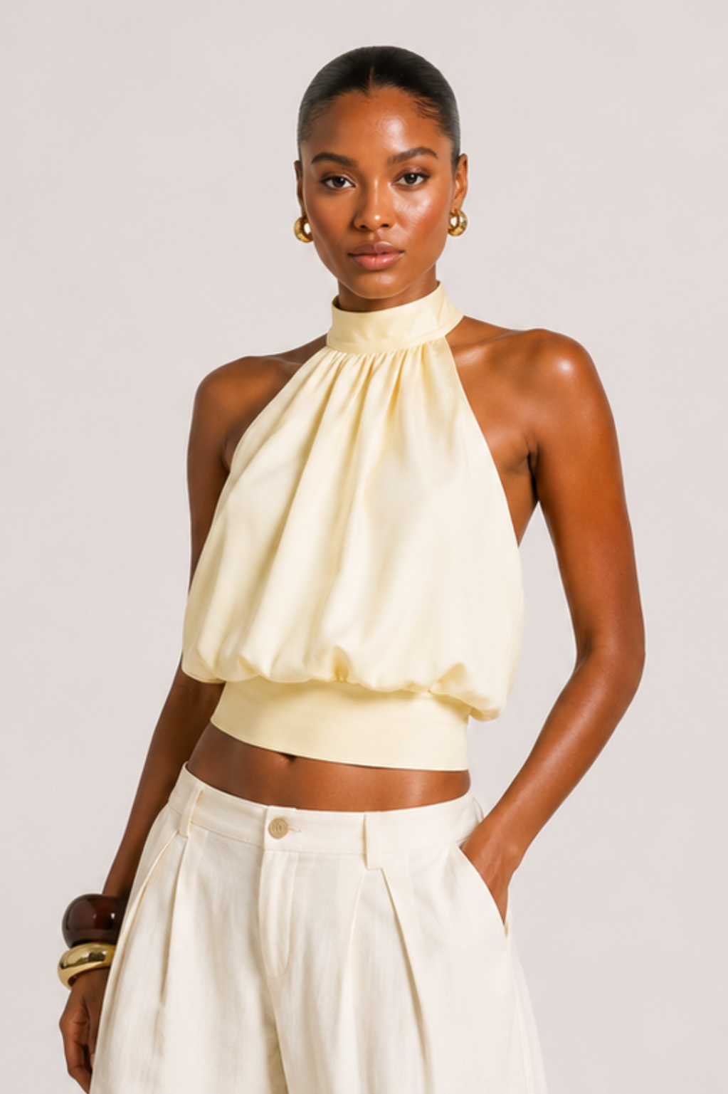 Halter Neck Backless Crop Top