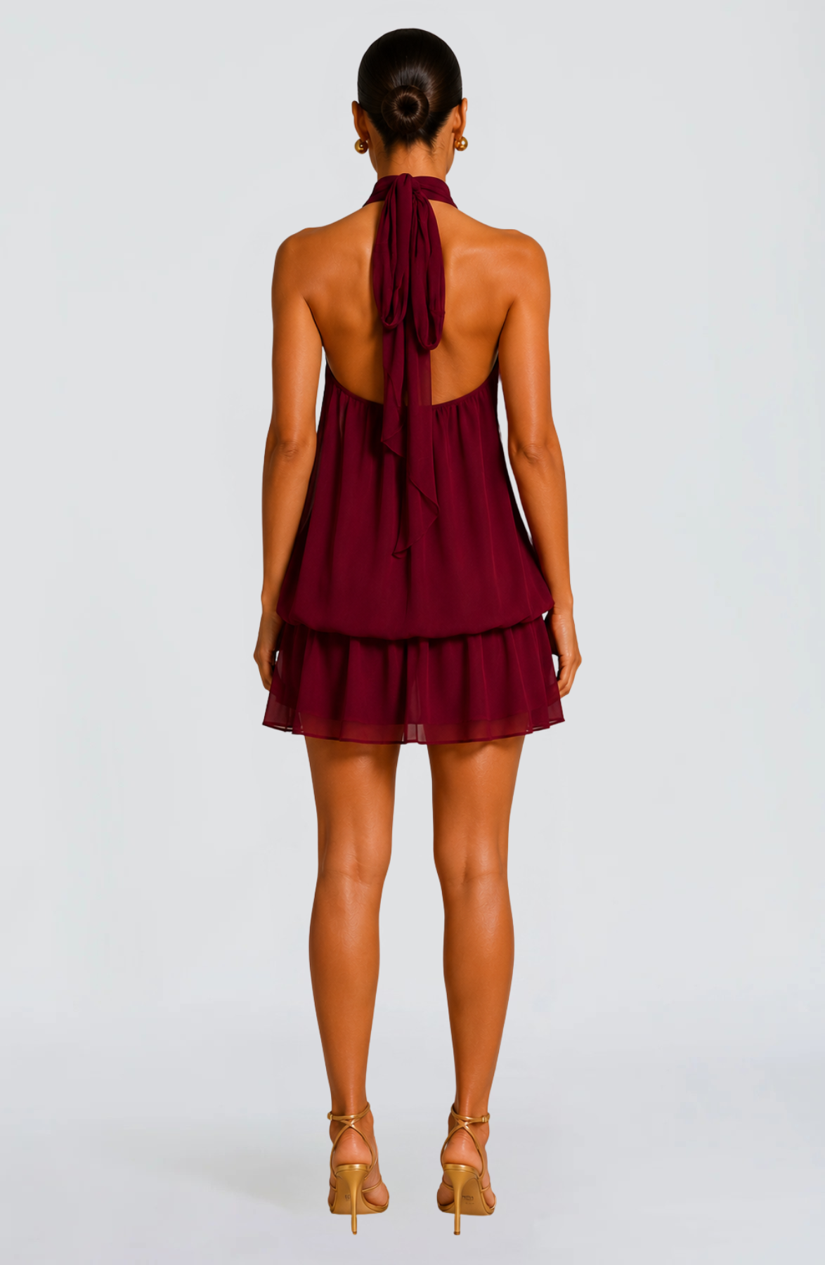 Satin Halter Bubble Mini Dress