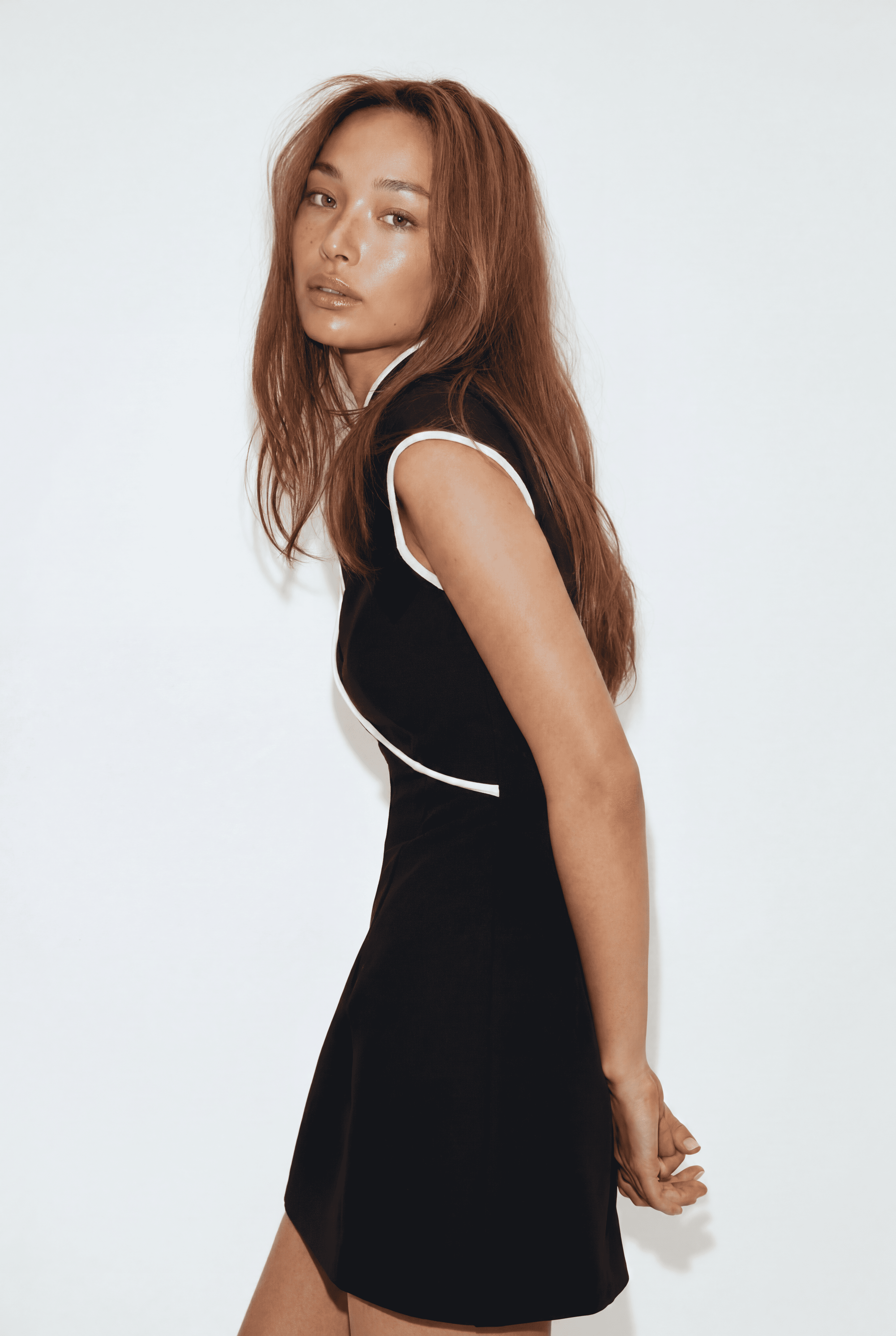 Contrast Trim Cheongsam Mini Dress
