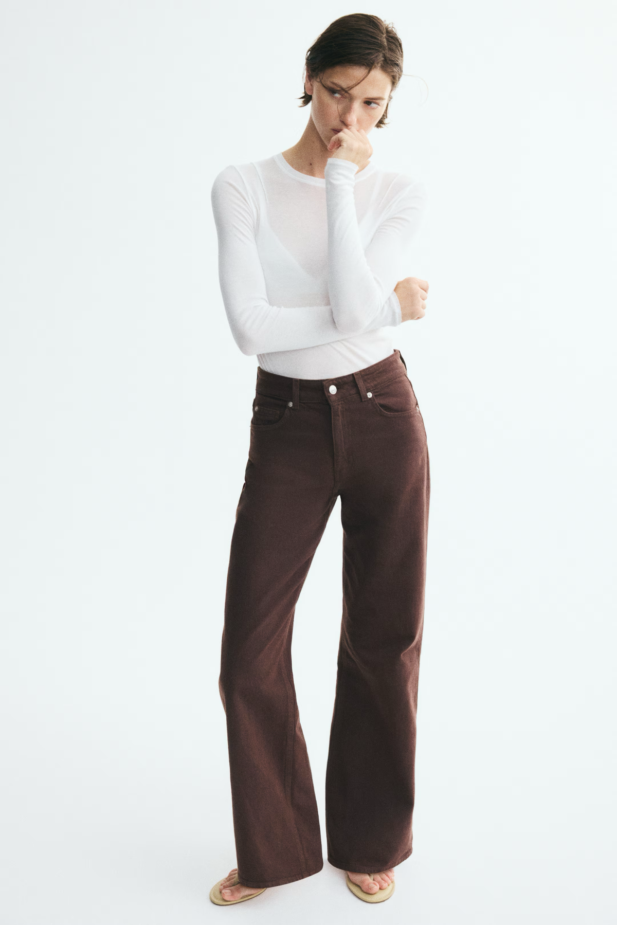 Chocolate Wide-Leg Jeans