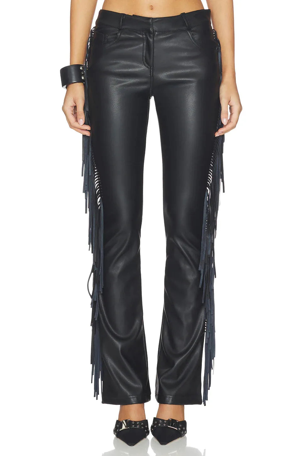 Fringe Leather Pants