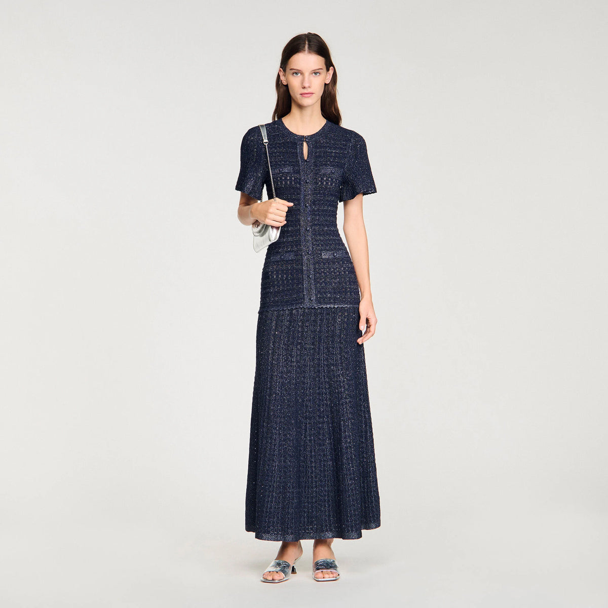 Pointelle Knit Maxi Dress