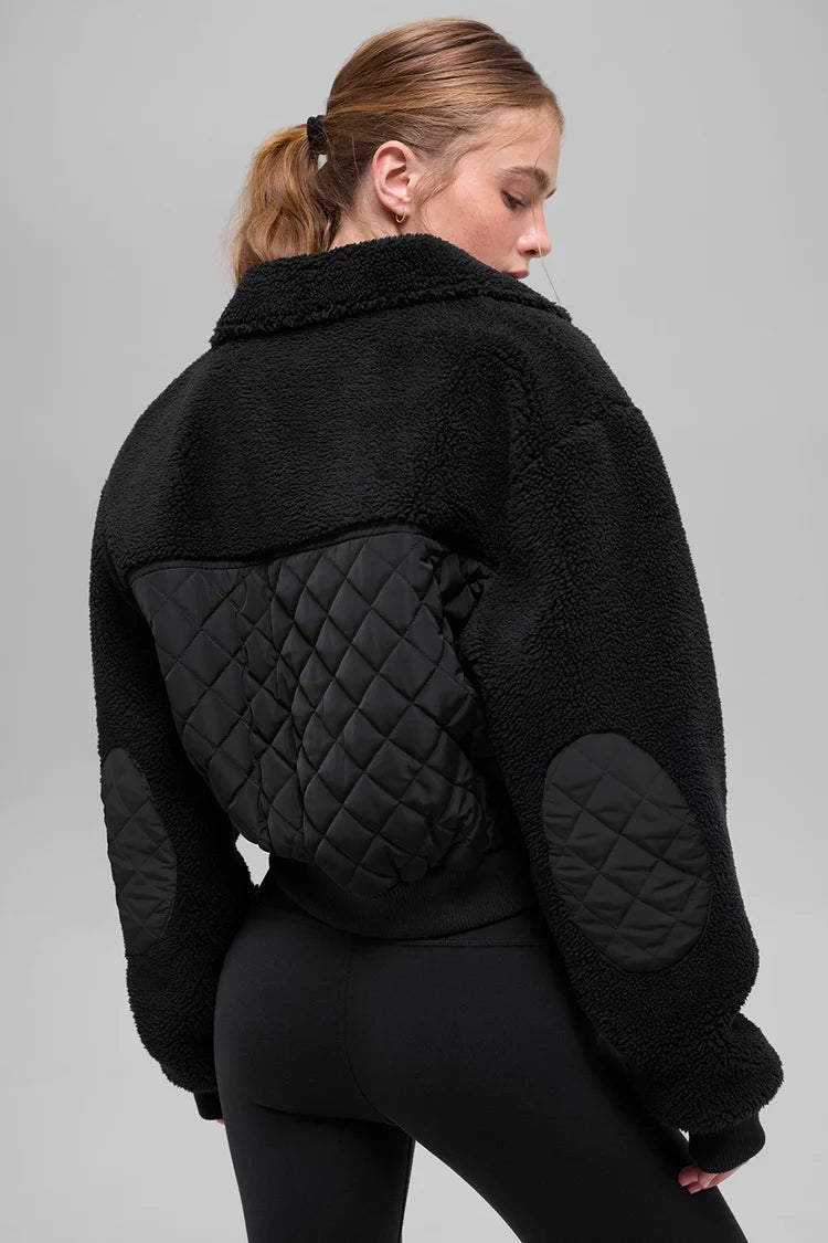 Juno Quilted Sherpa Bomber Jacket