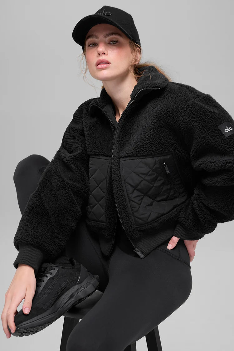 Juno Quilted Sherpa Bomber Jacket