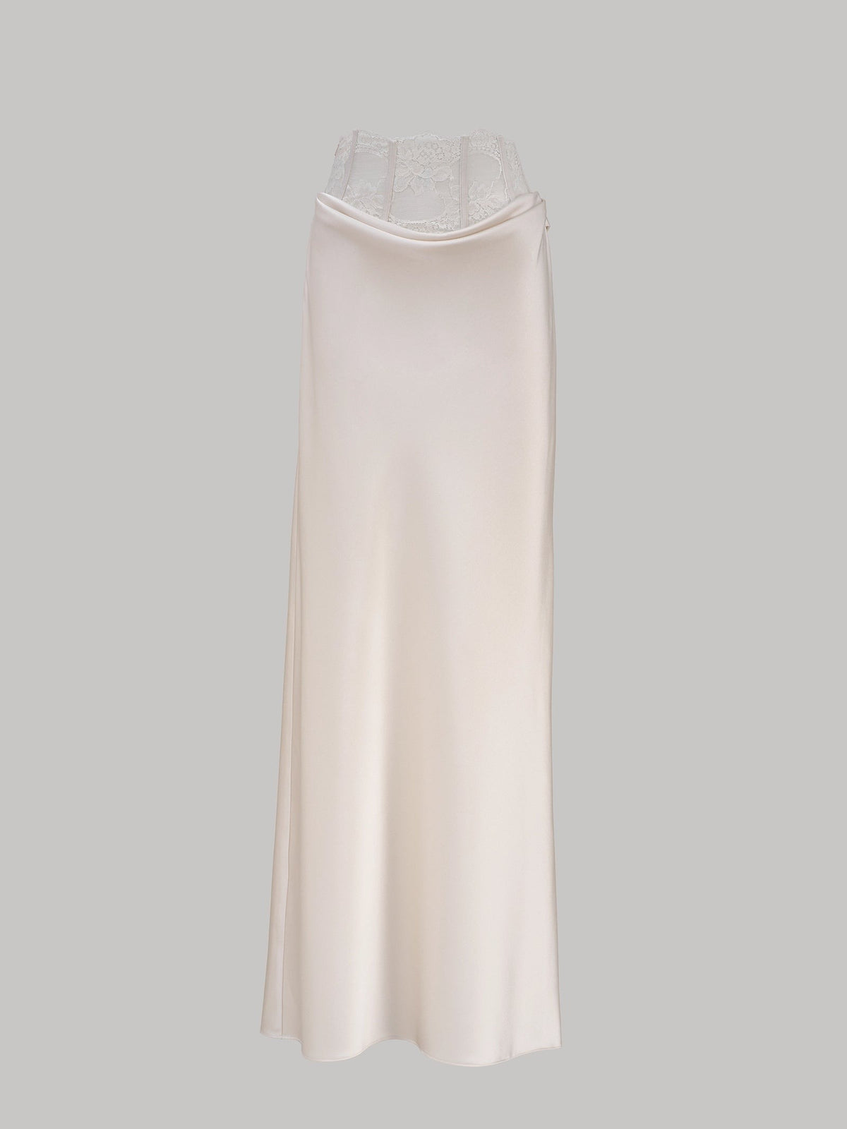 Aurora Lace Waist Satin Maxi Skirt - Ecru