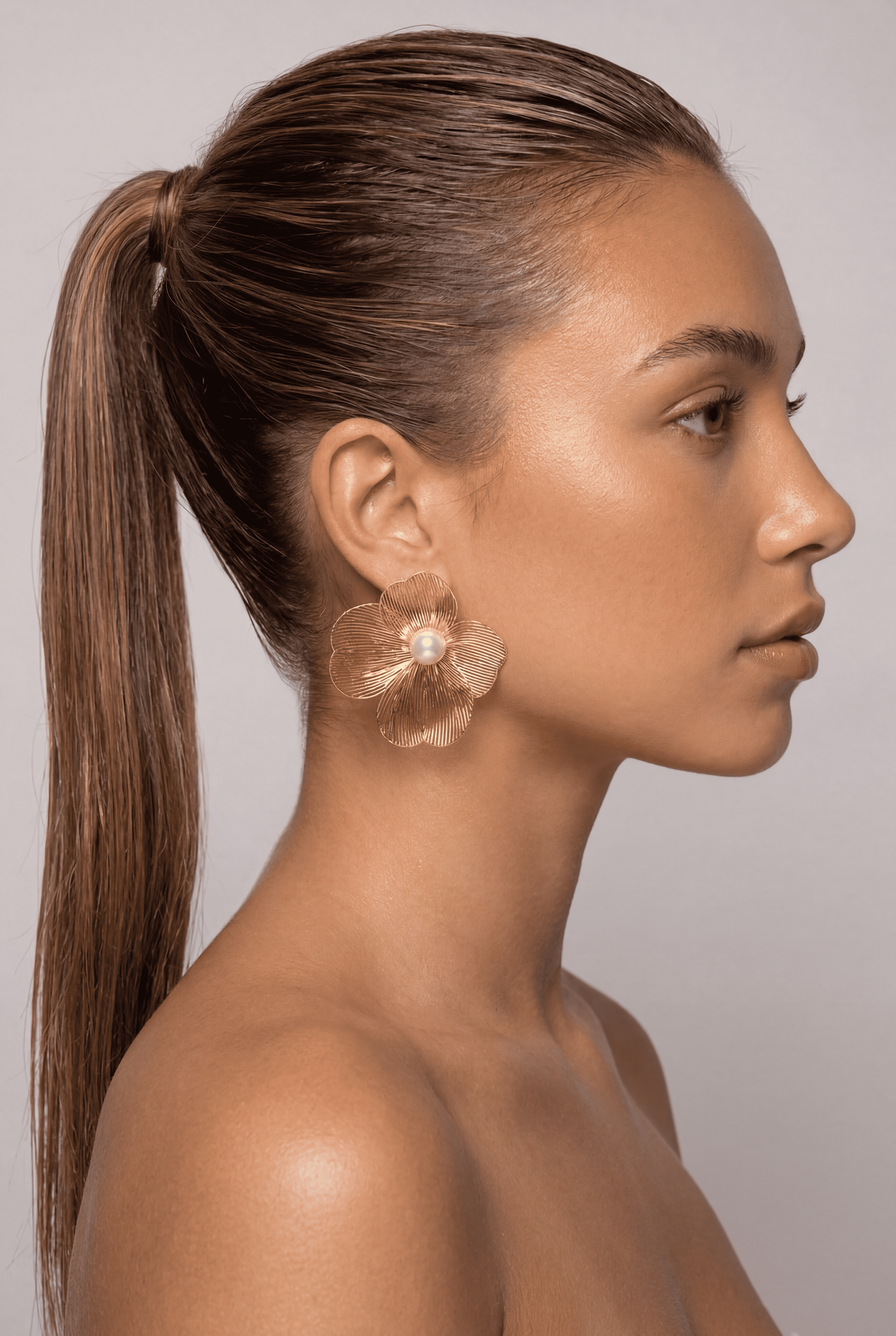 Golden Bloom Pearl Earrings