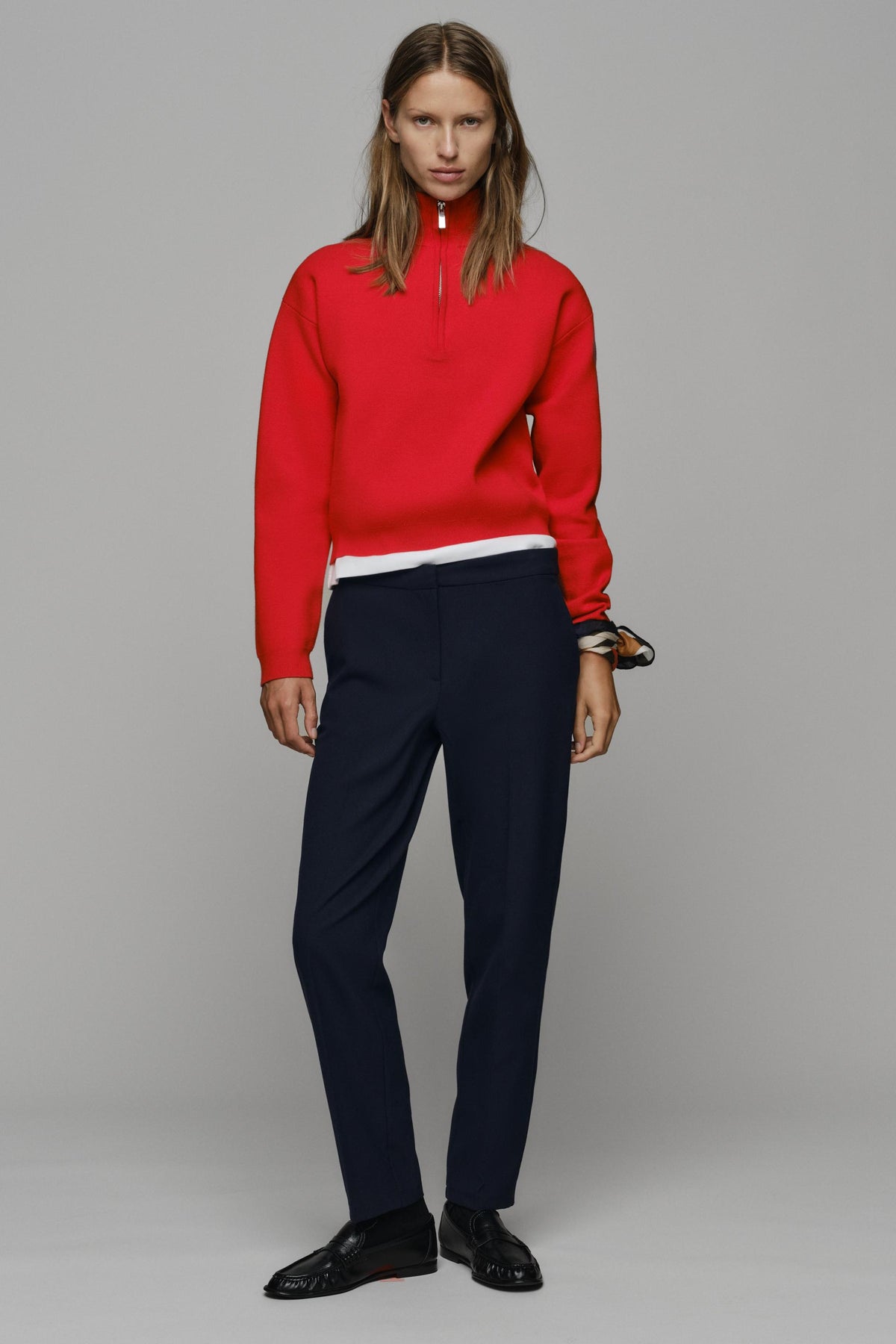 Clara Half Zip Knit Sweater - Red