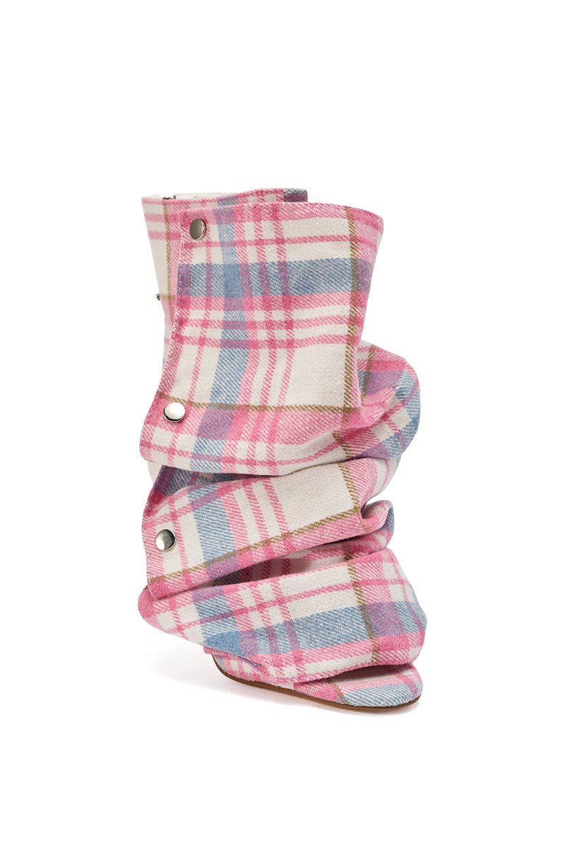 Cleo Plaid Snap Bootie - Pink Plaid