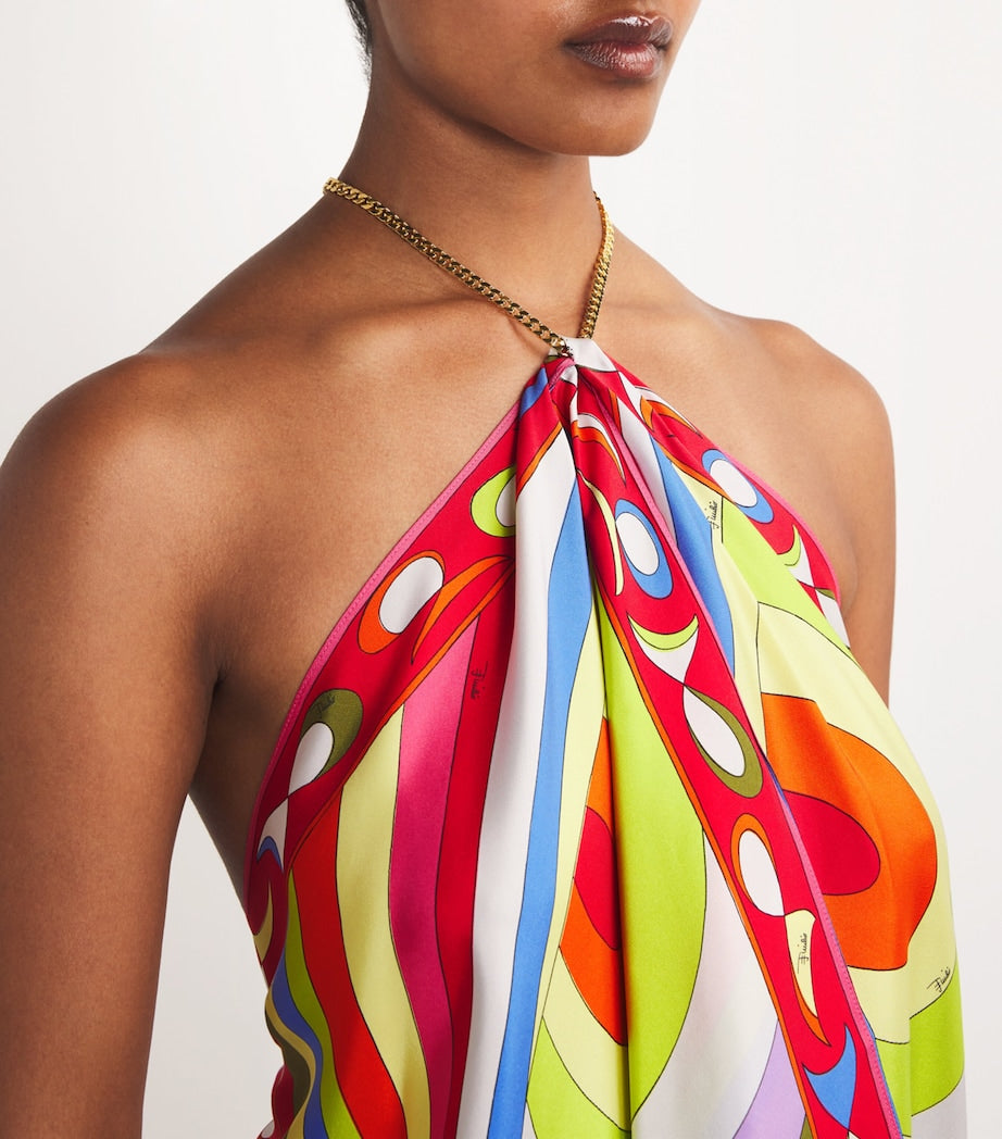 Printed Silk Scarf Halter Top