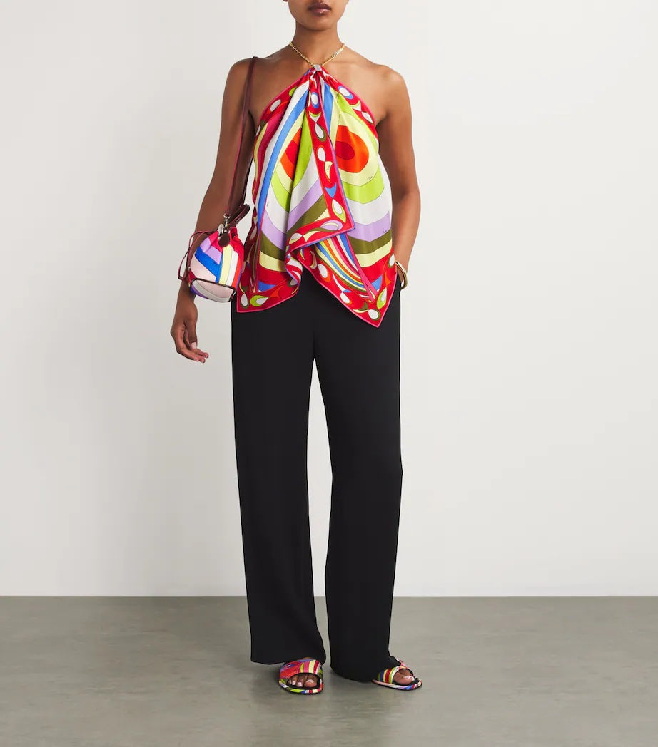 Printed Silk Scarf Halter Top