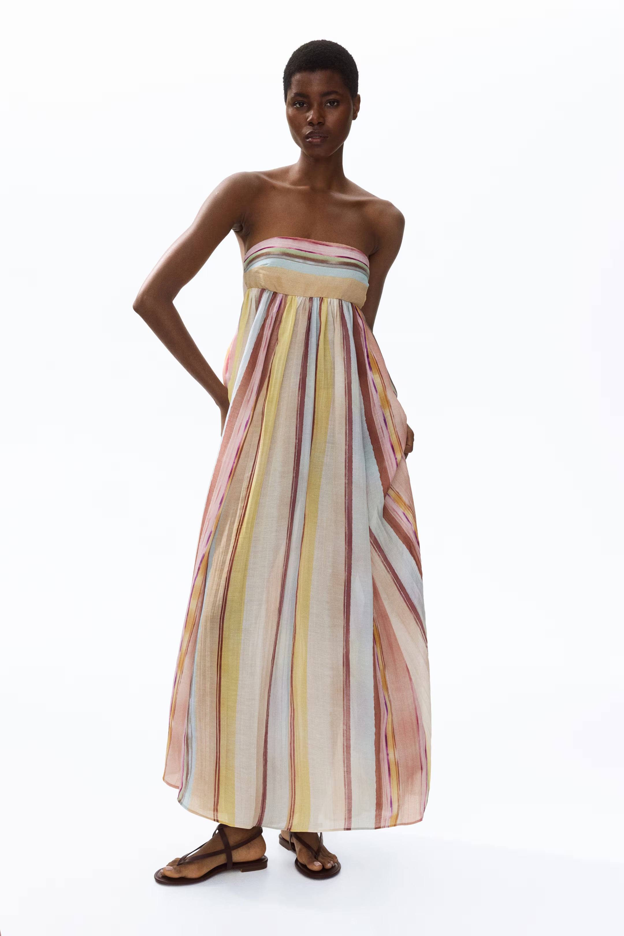 Striped Bandeau Maxi Dress