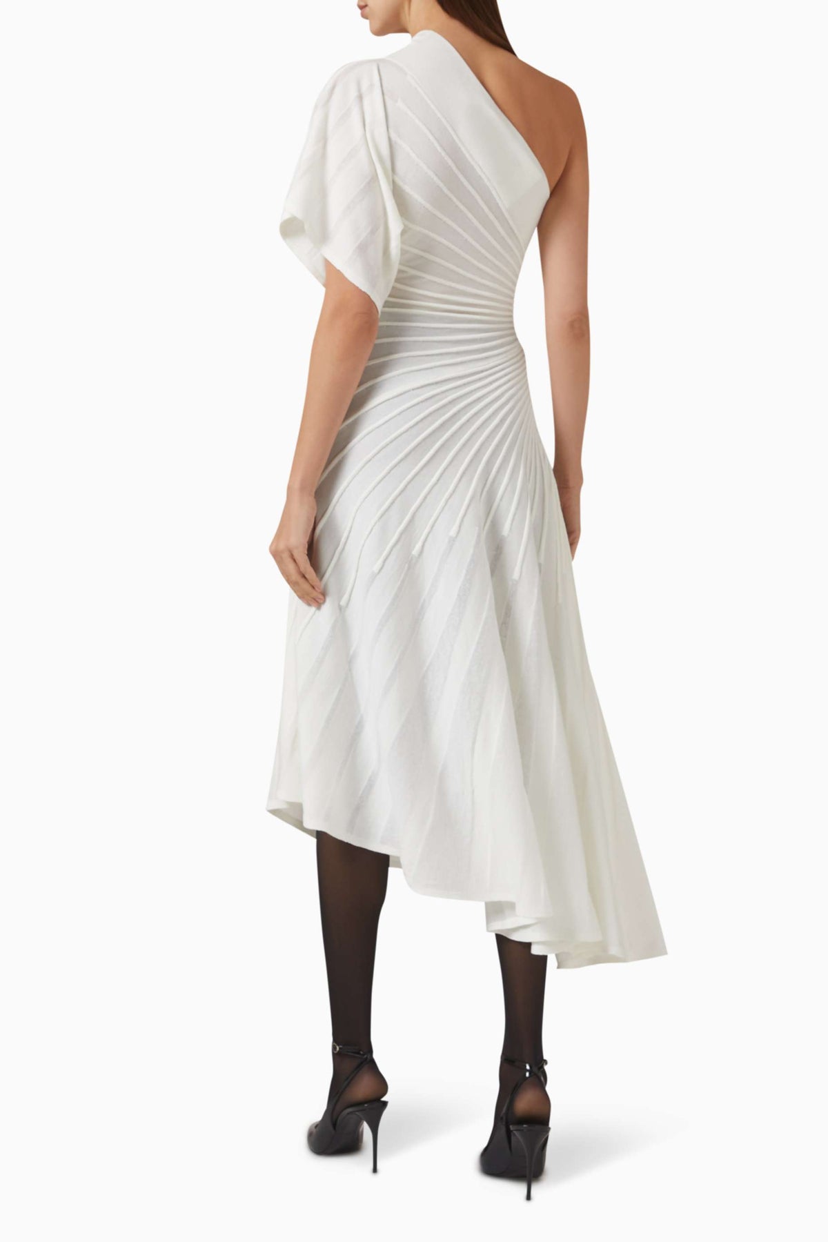 Iris One Shoulder Asymmetric Knit Midi Dress