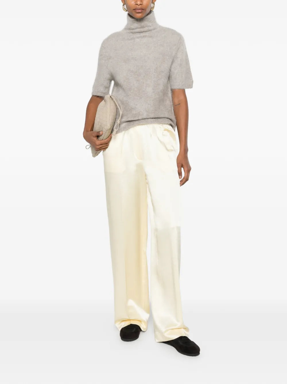 Cora Short Sleeve Turtleneck Sweater - Grey
