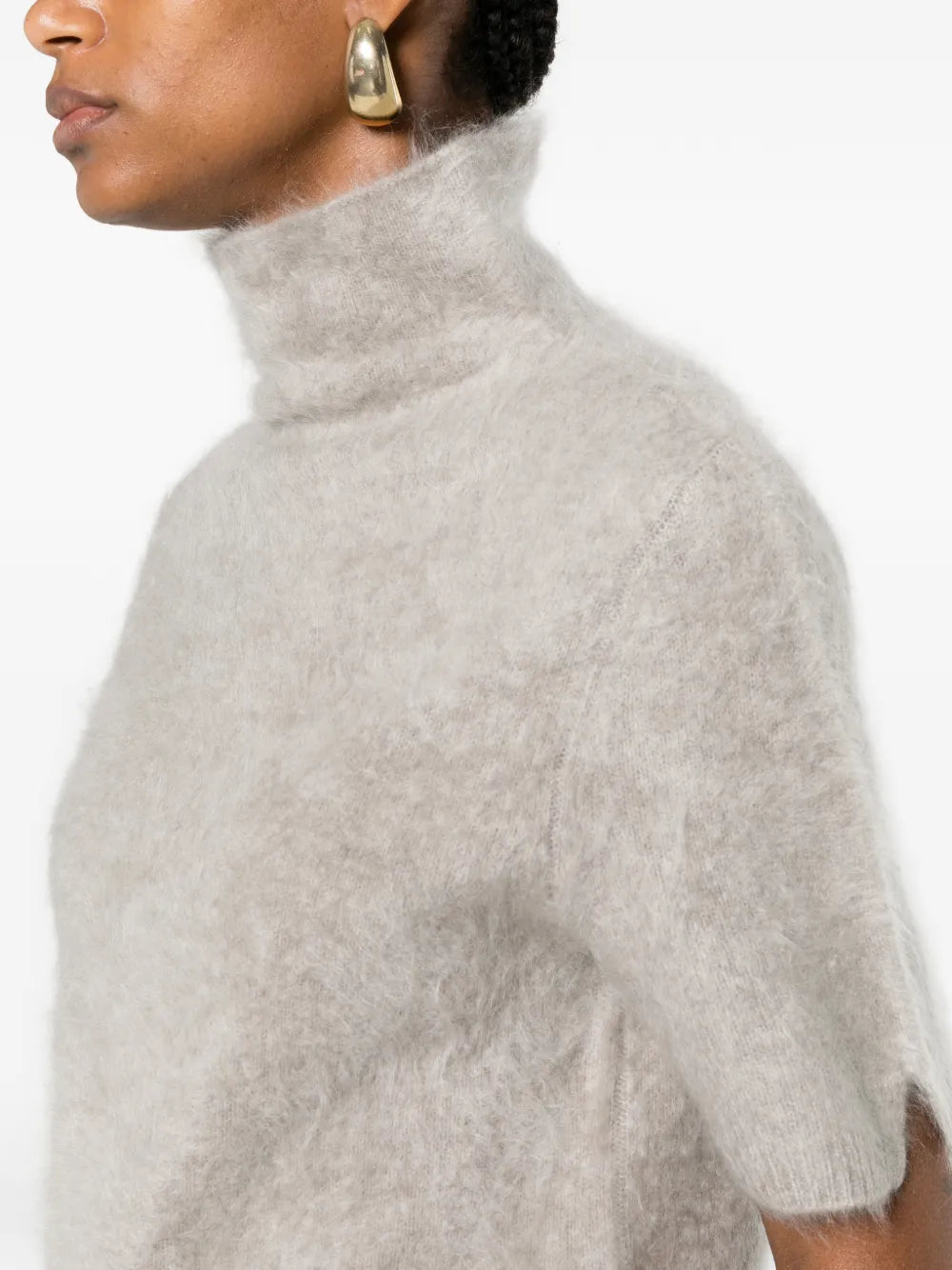 Cora Short Sleeve Turtleneck Sweater - Grey