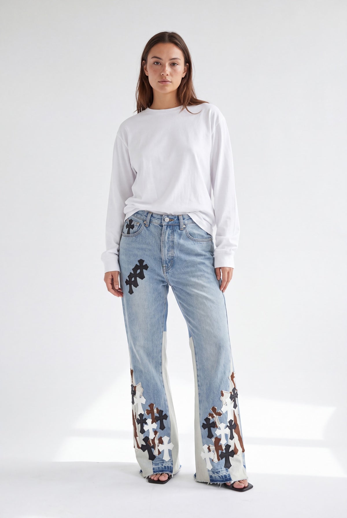 Jade Patchwork Flare Jeans