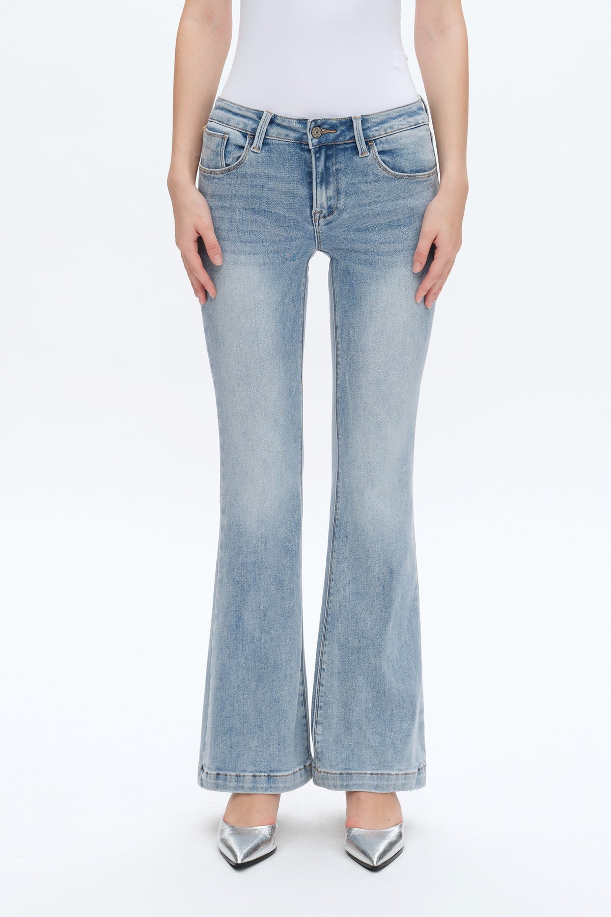 Jolie Low Rise Faded Flare Jeans