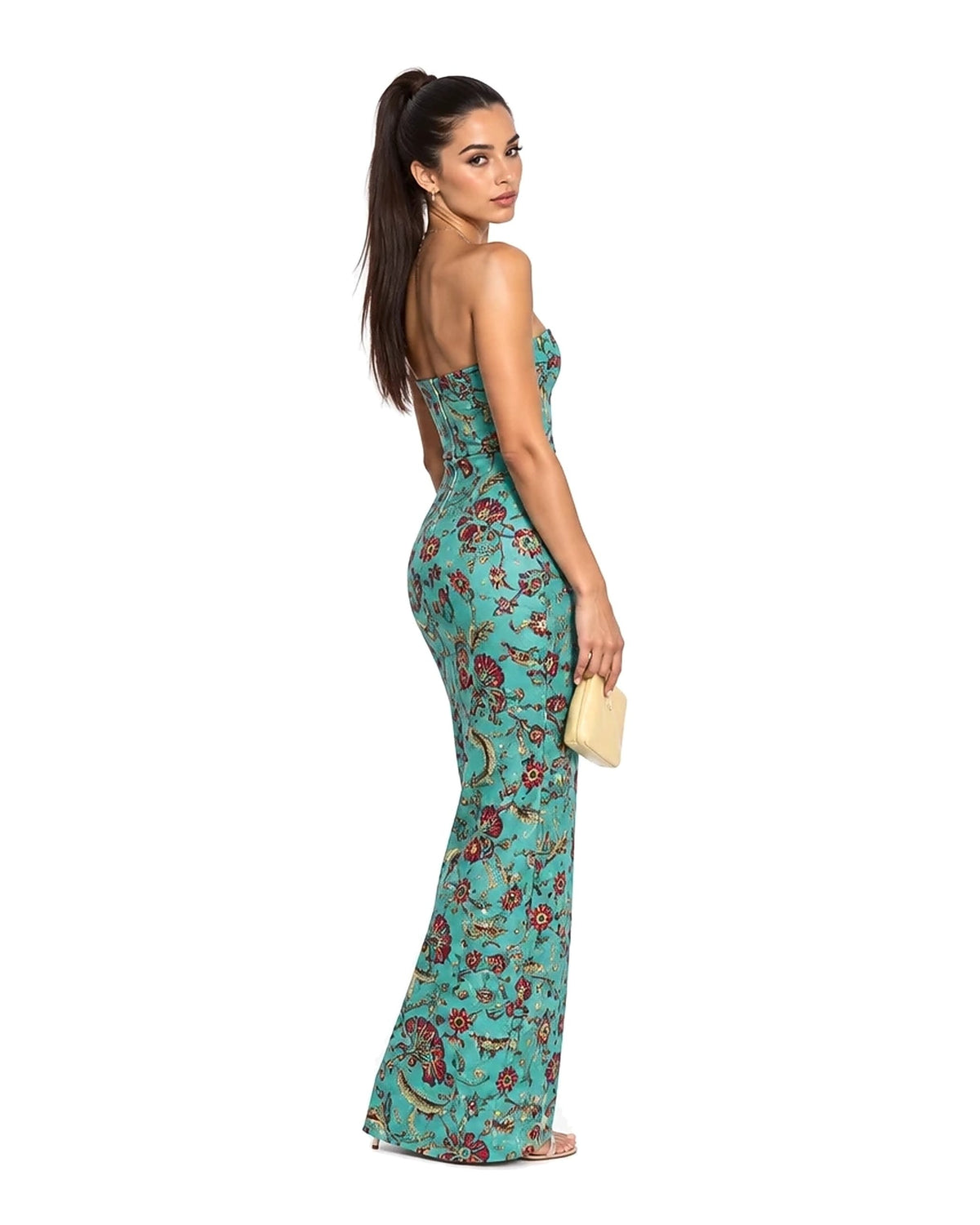 Leila Floral Strapless Column Maxi Dress