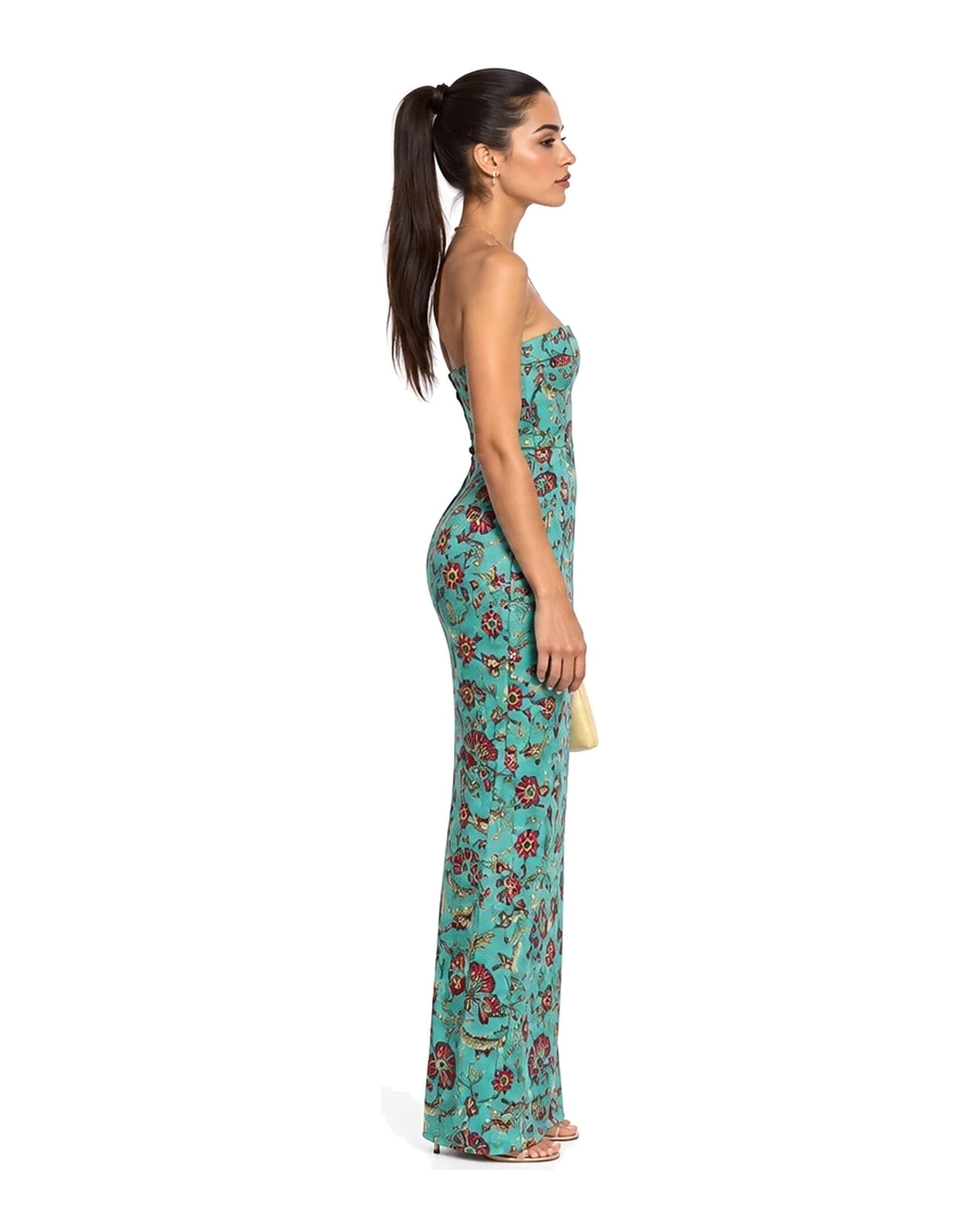 Leila Floral Strapless Column Maxi Dress