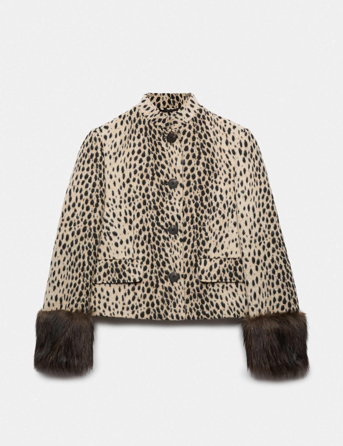 Leona Leopard Funnel Neck Jacket - Leopard
