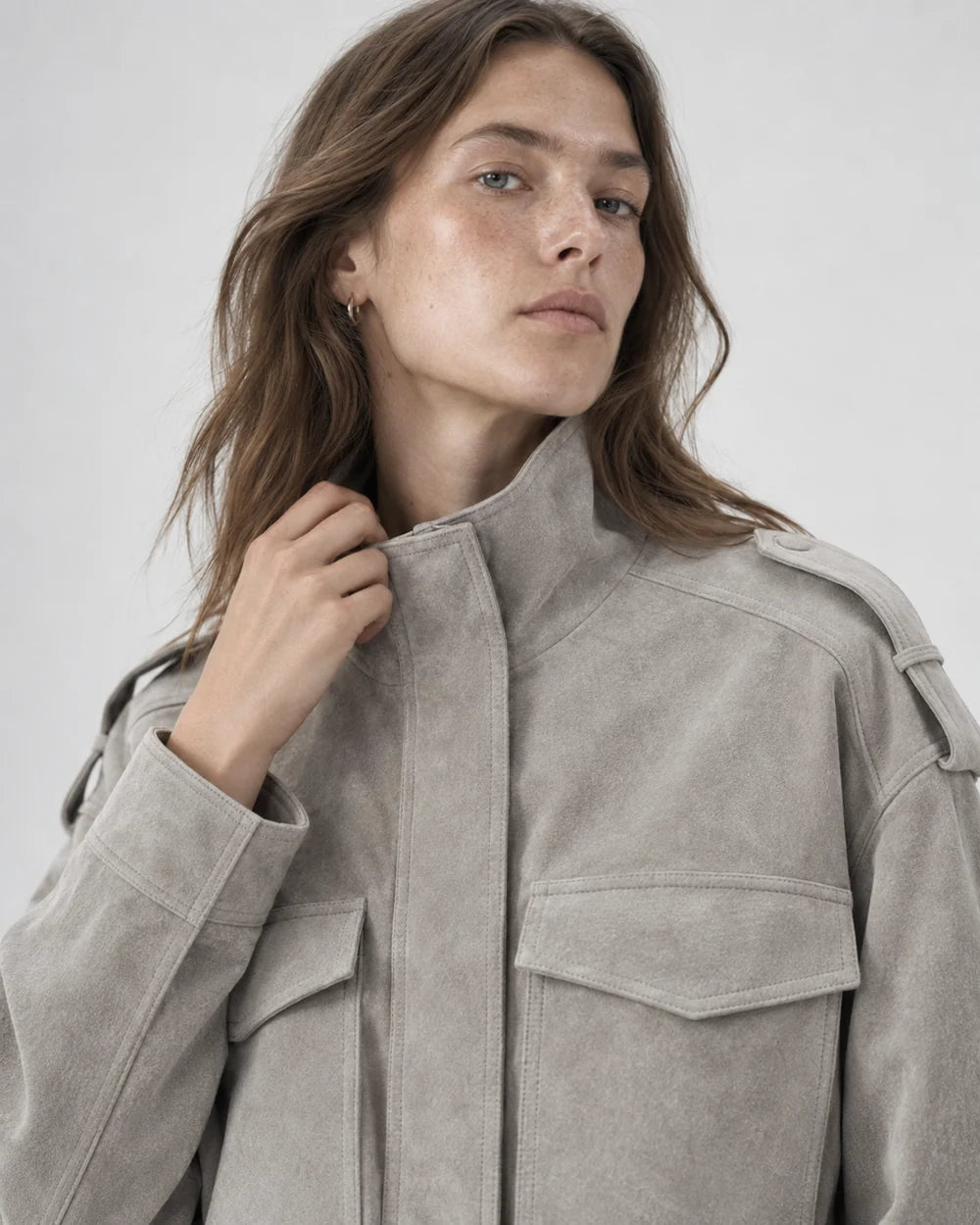 Suede Utility Bomber Jacket