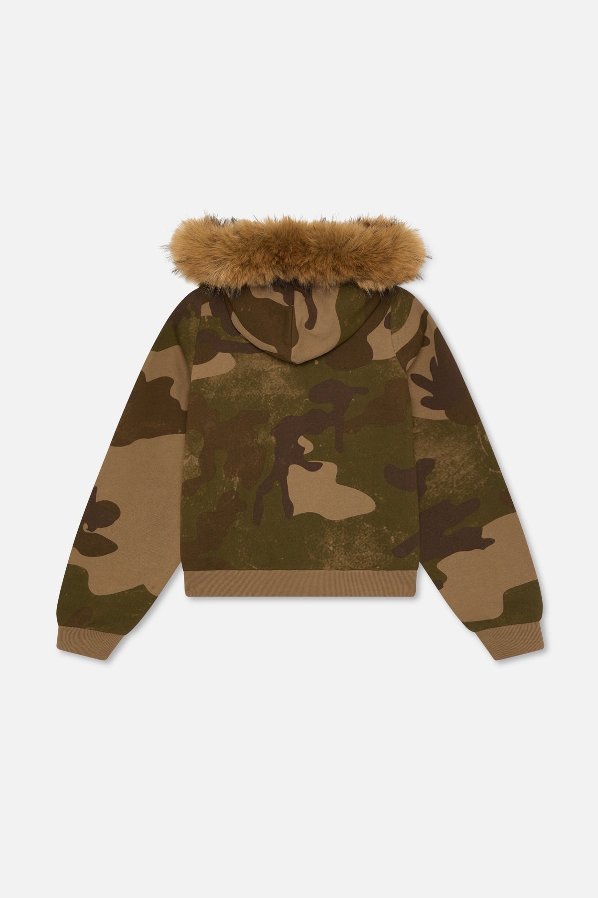 Maya Faux Fur Hood Camo Zip Jacket