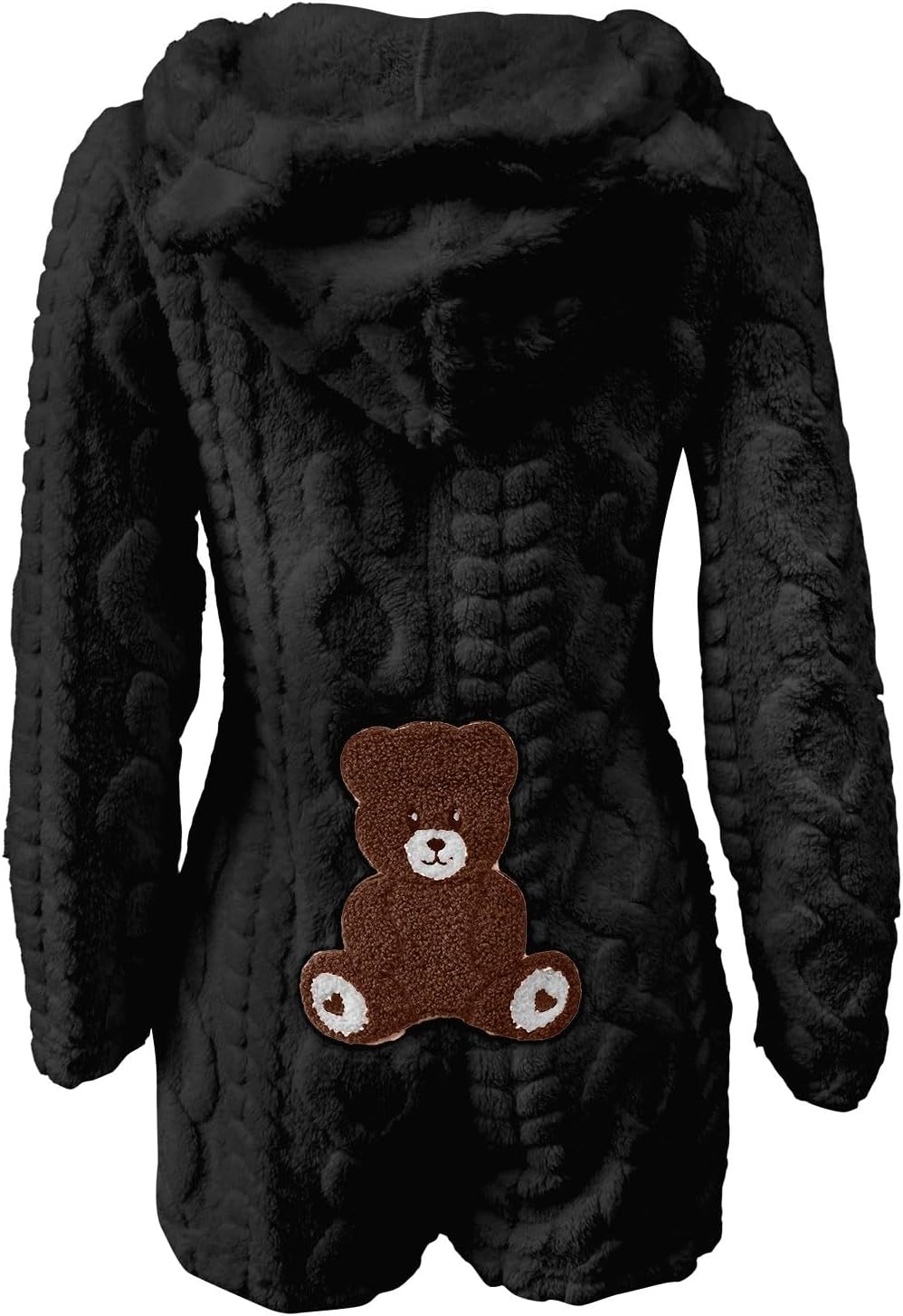 Nora Teddy Fleece Hooded Romper - Black