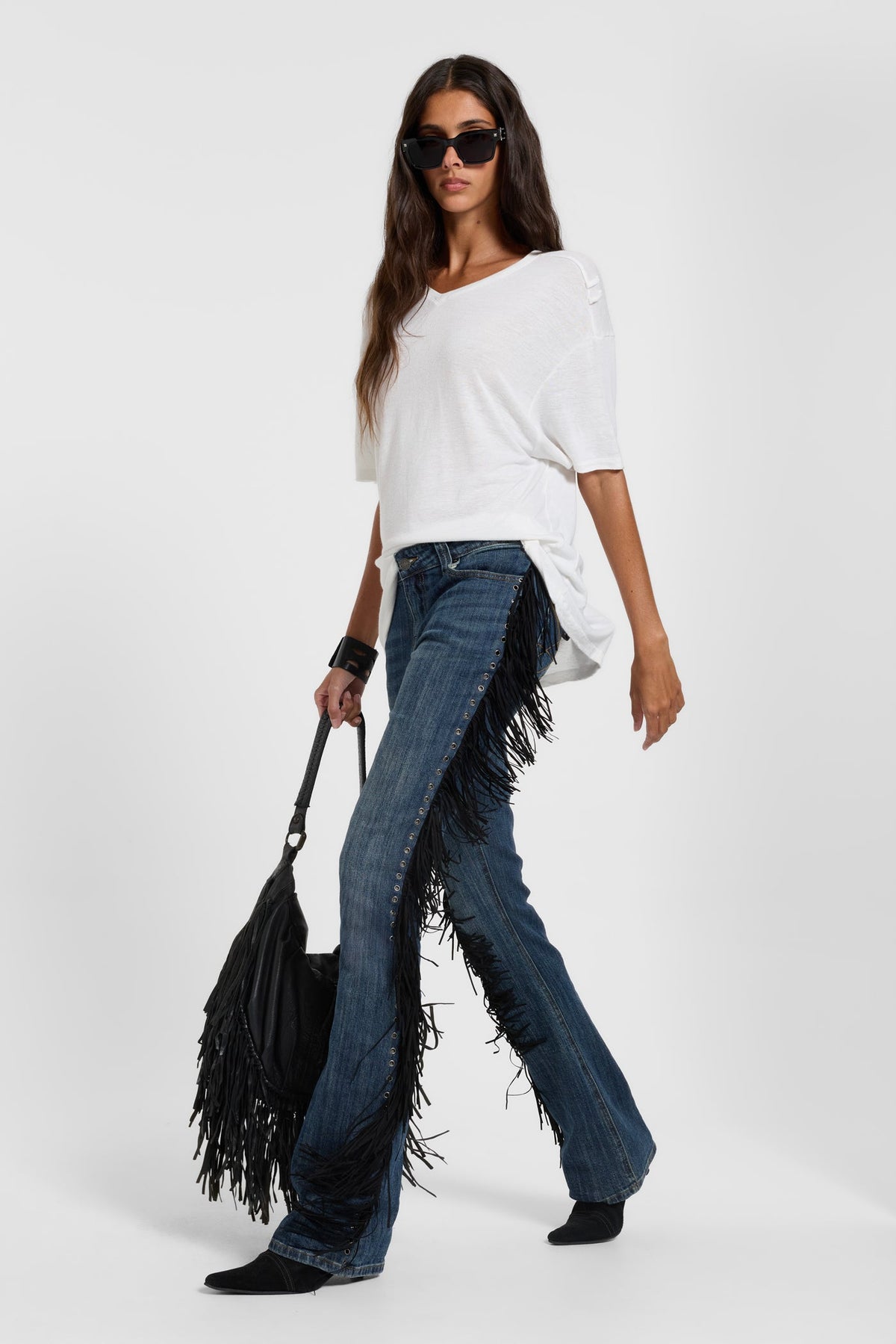 Sierra Fringe Bootcut Jeans - Blue Wash