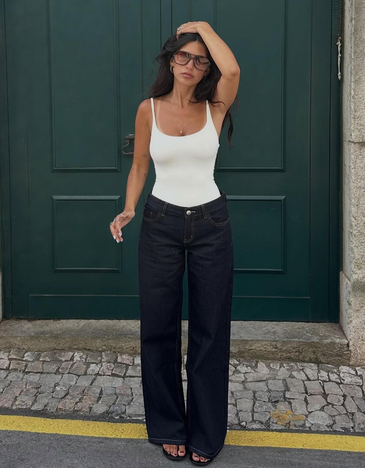 Skye Low Rise Wide Leg Jeans - Navy