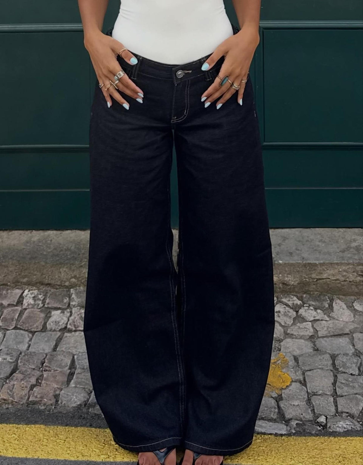 Skye Low Rise Wide Leg Jeans - Navy