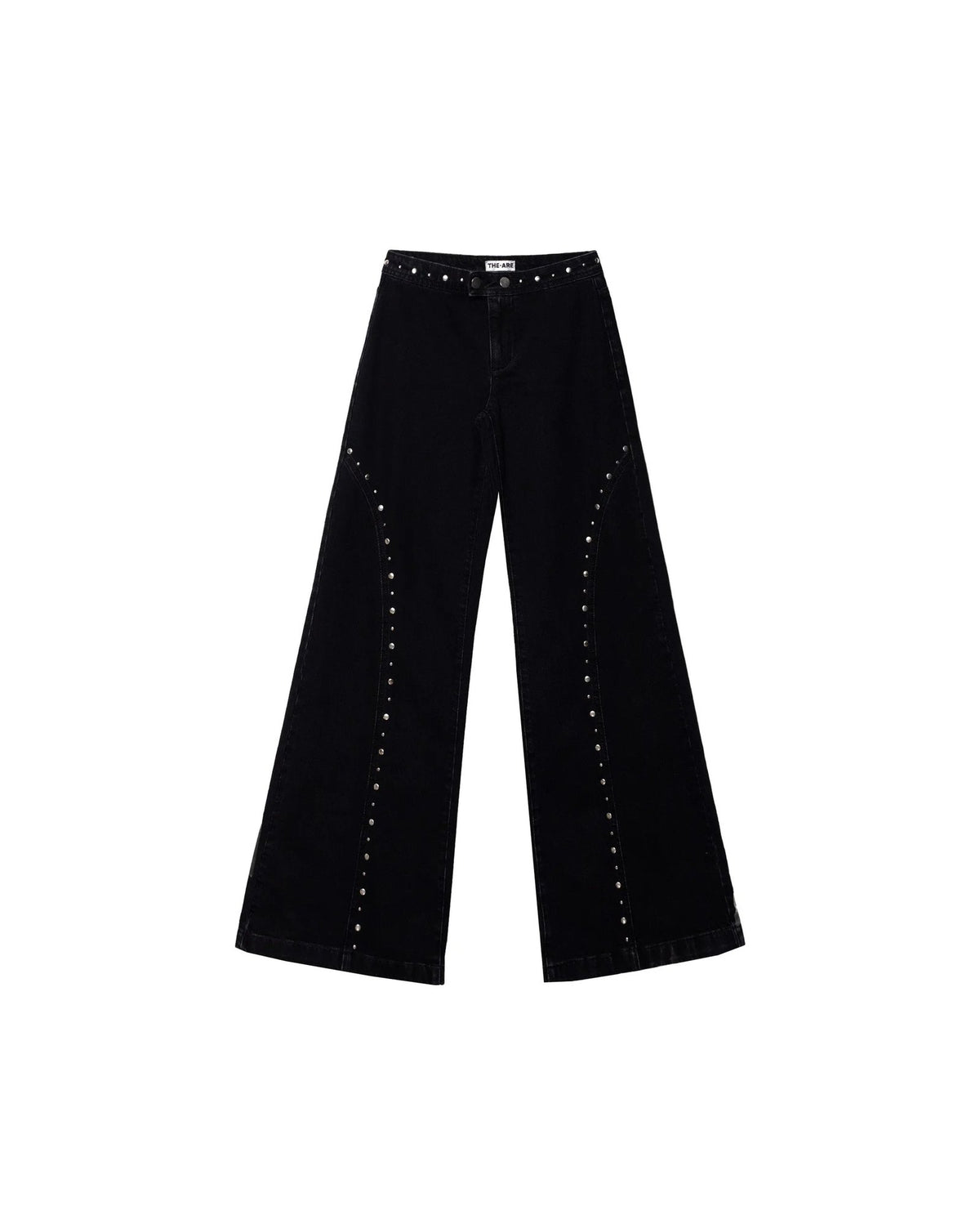 Stella Studded Wide Leg Jeans - Black