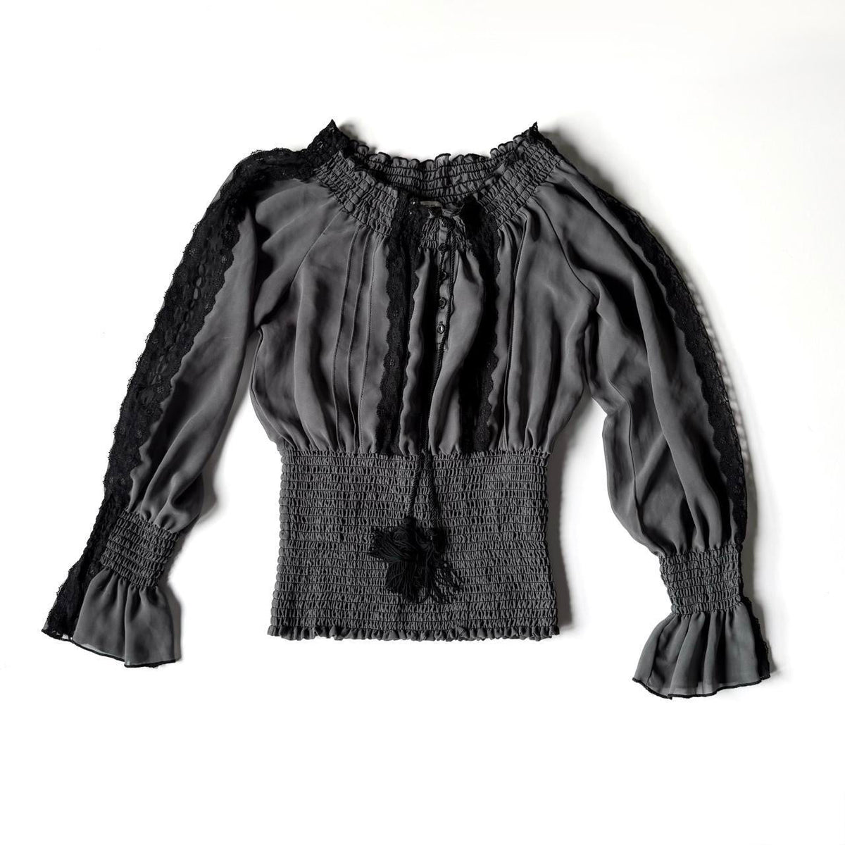 Wren Lace Trim Smocked Corset Blouse