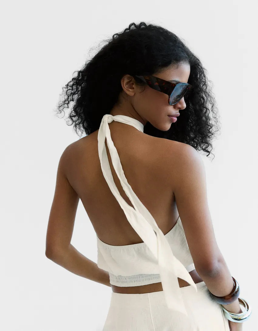 Halter Neck Backless Crop Top