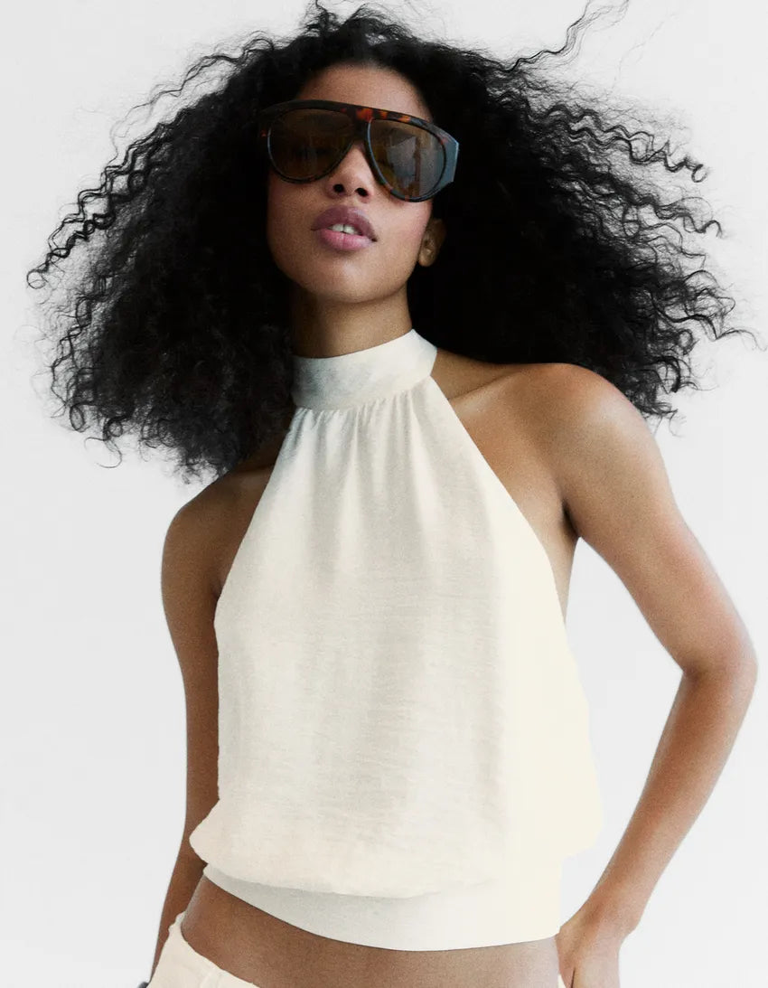 Halter Neck Backless Crop Top