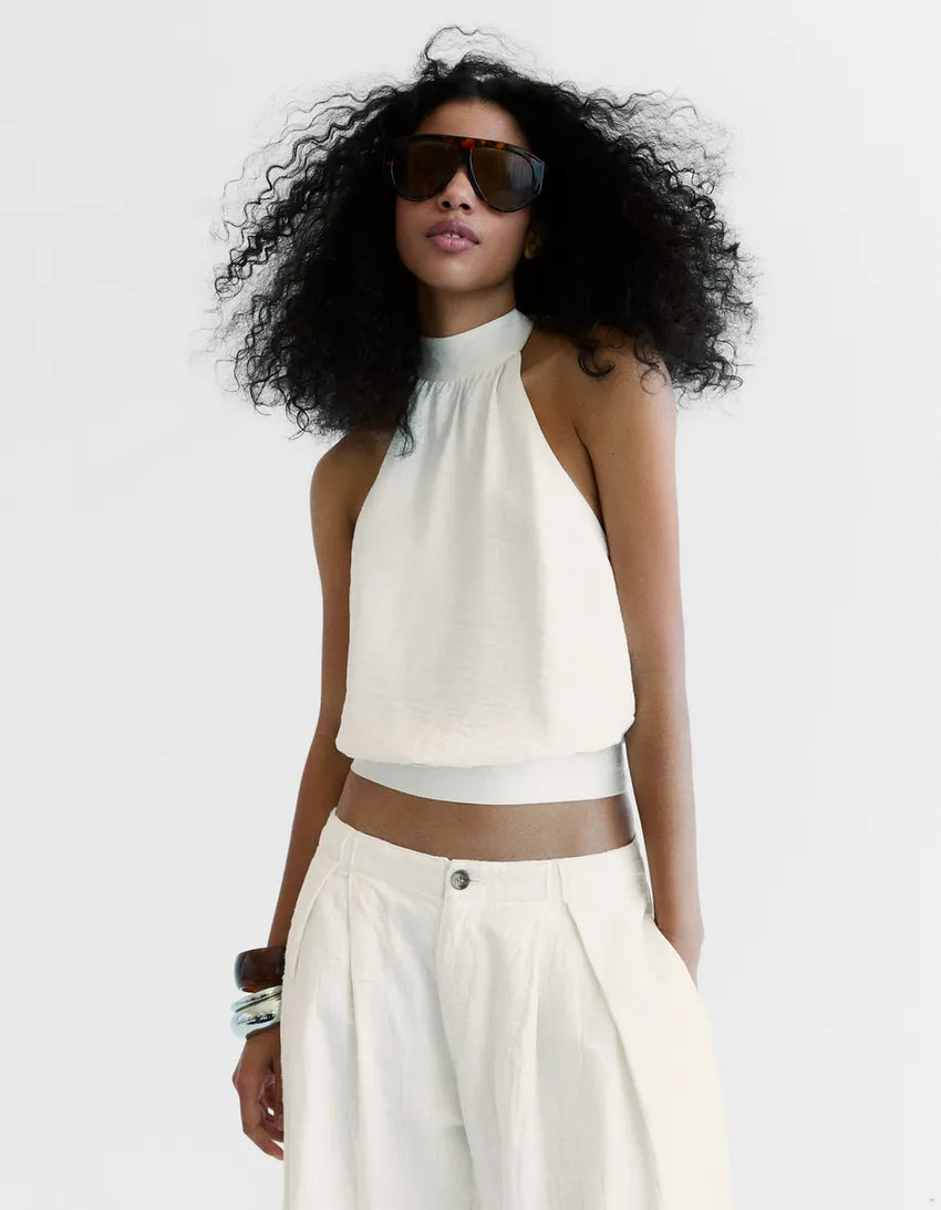 Halter Neck Backless Crop Top