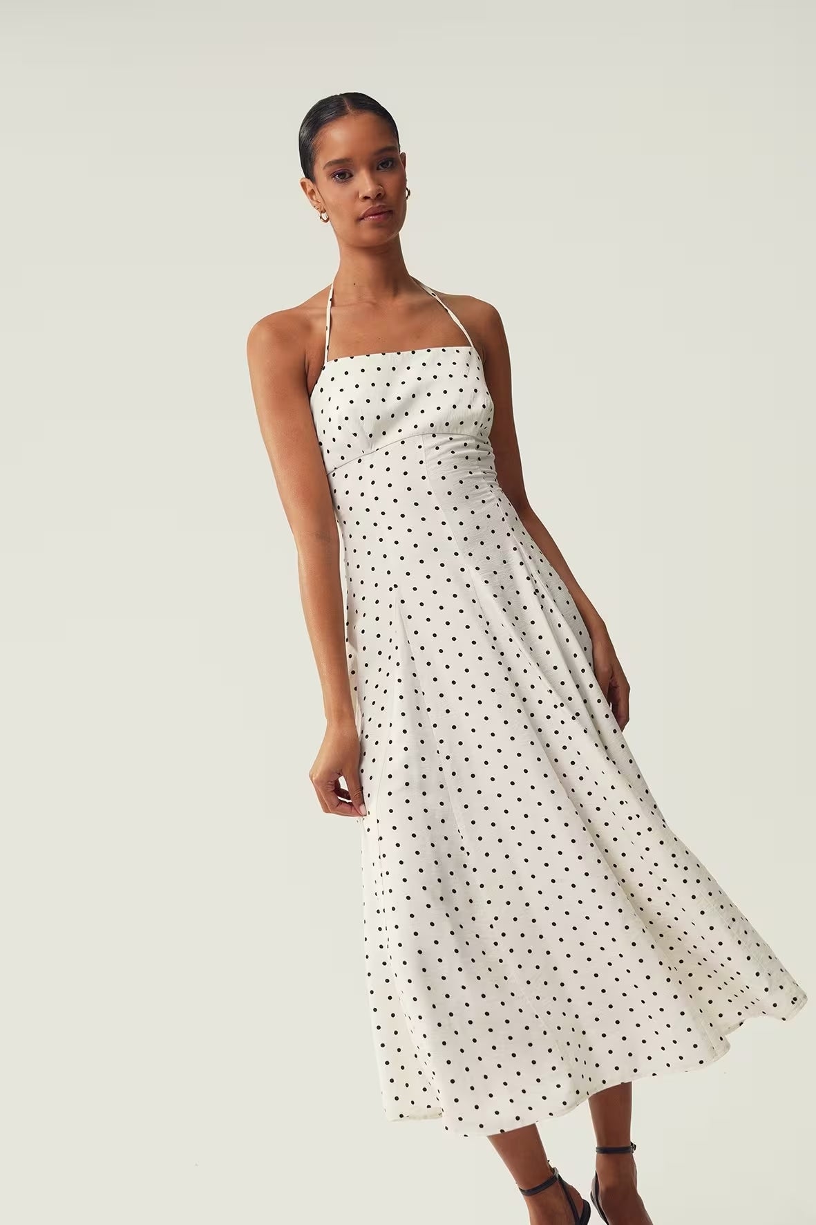 Polka Dot Halter Midi Dress