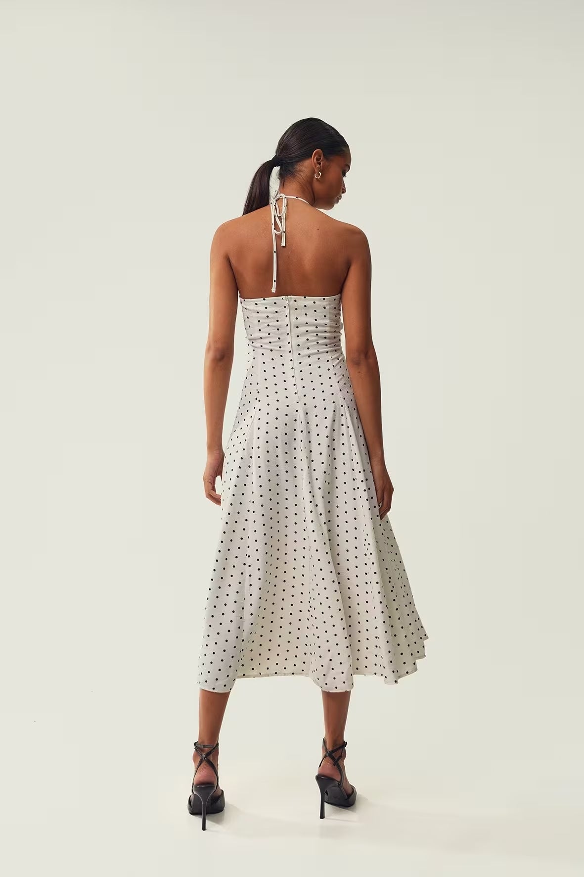 Polka Dot Halter Midi Dress